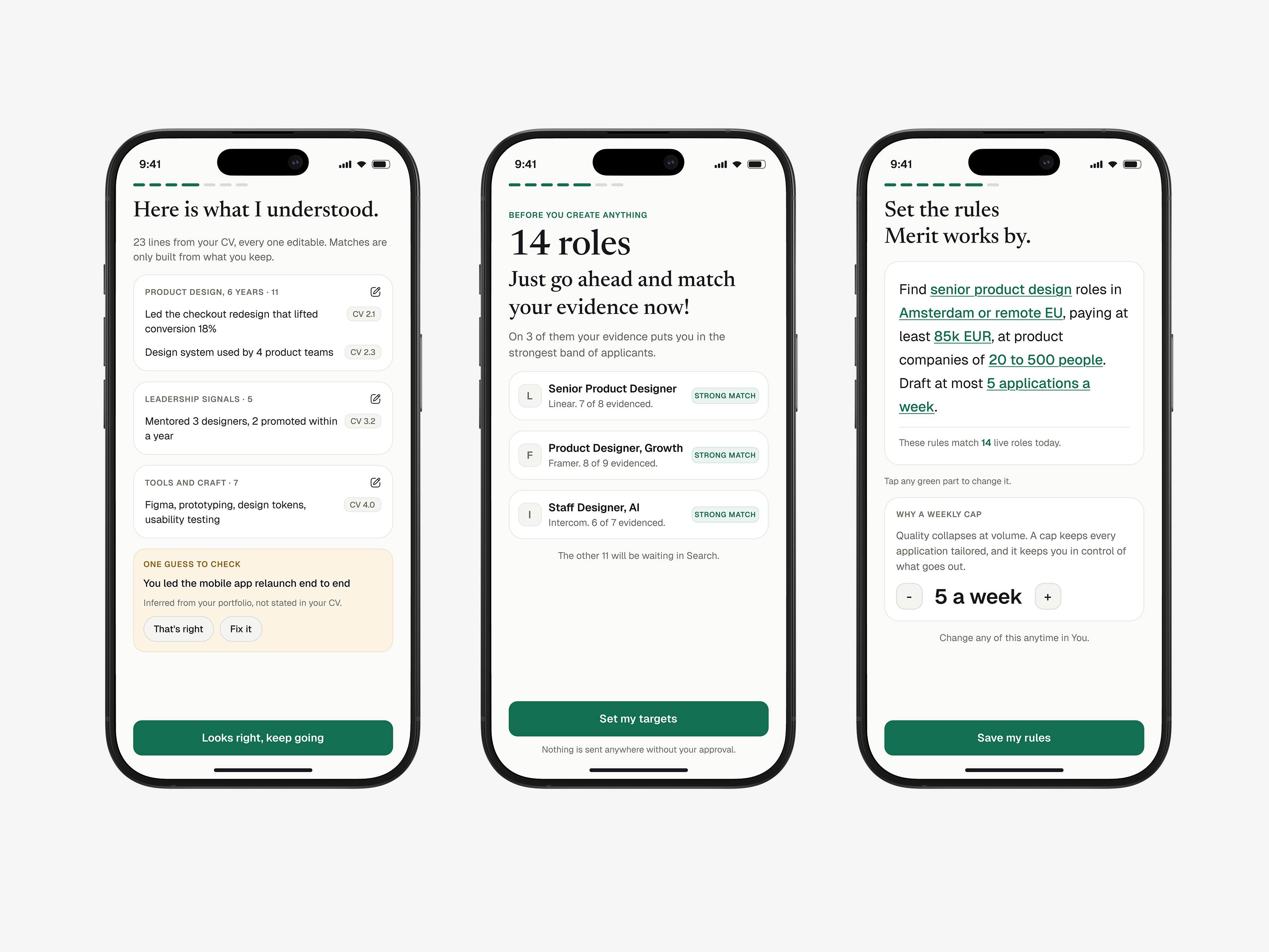 Merit AI Job Matching App UIUX Design interface product service startup ui ux web