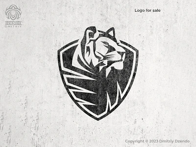 Tiger on shield logo animal branding logo predator tiger wild cat