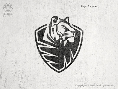 Tiger on shield logo animal branding logo predator tiger wild cat
