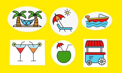 SUMMER ICON DESIGN animation app branding graphic design icon set icons illustration logo summer