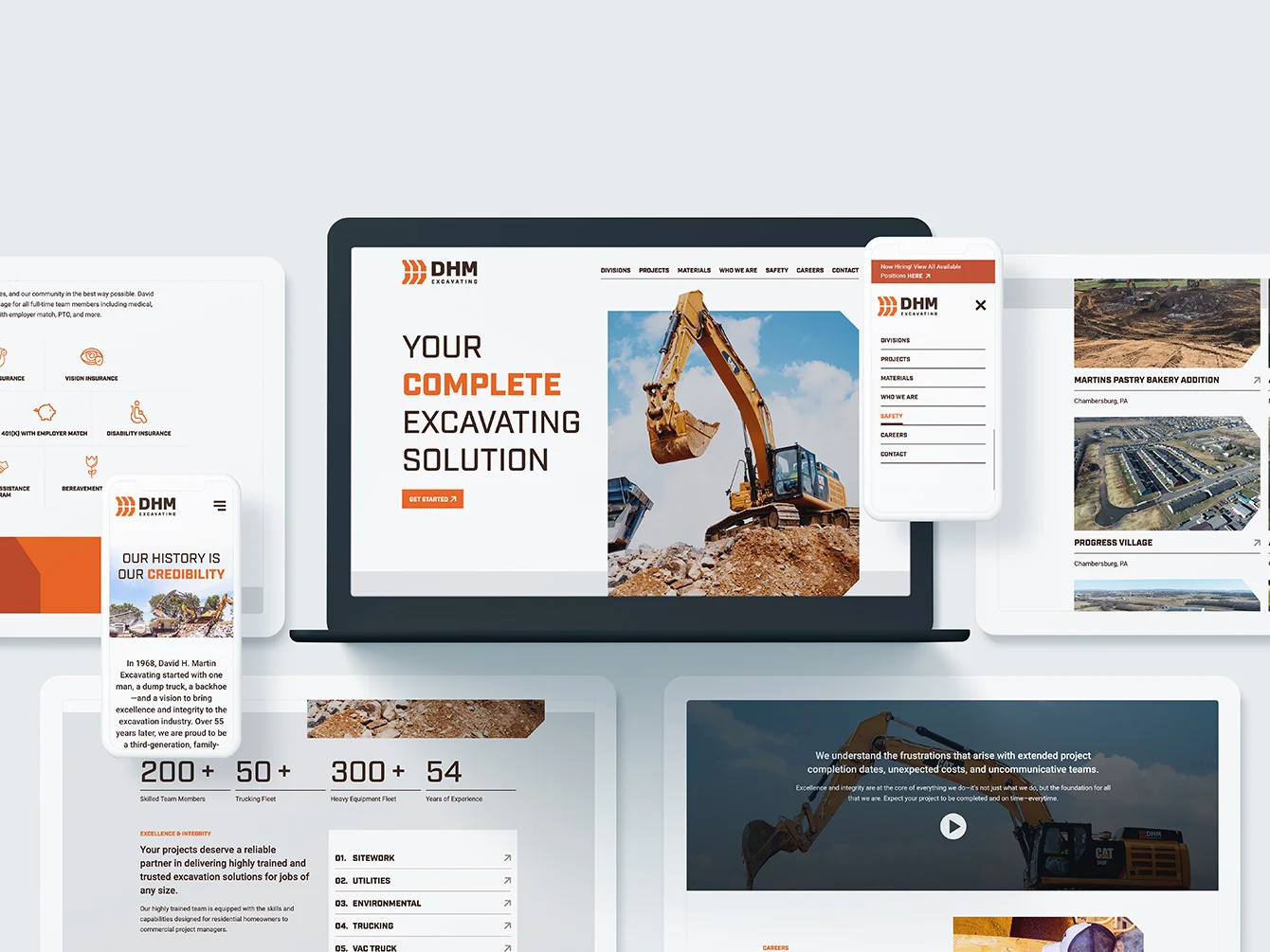 David H. Martin Excavating design layout ui website