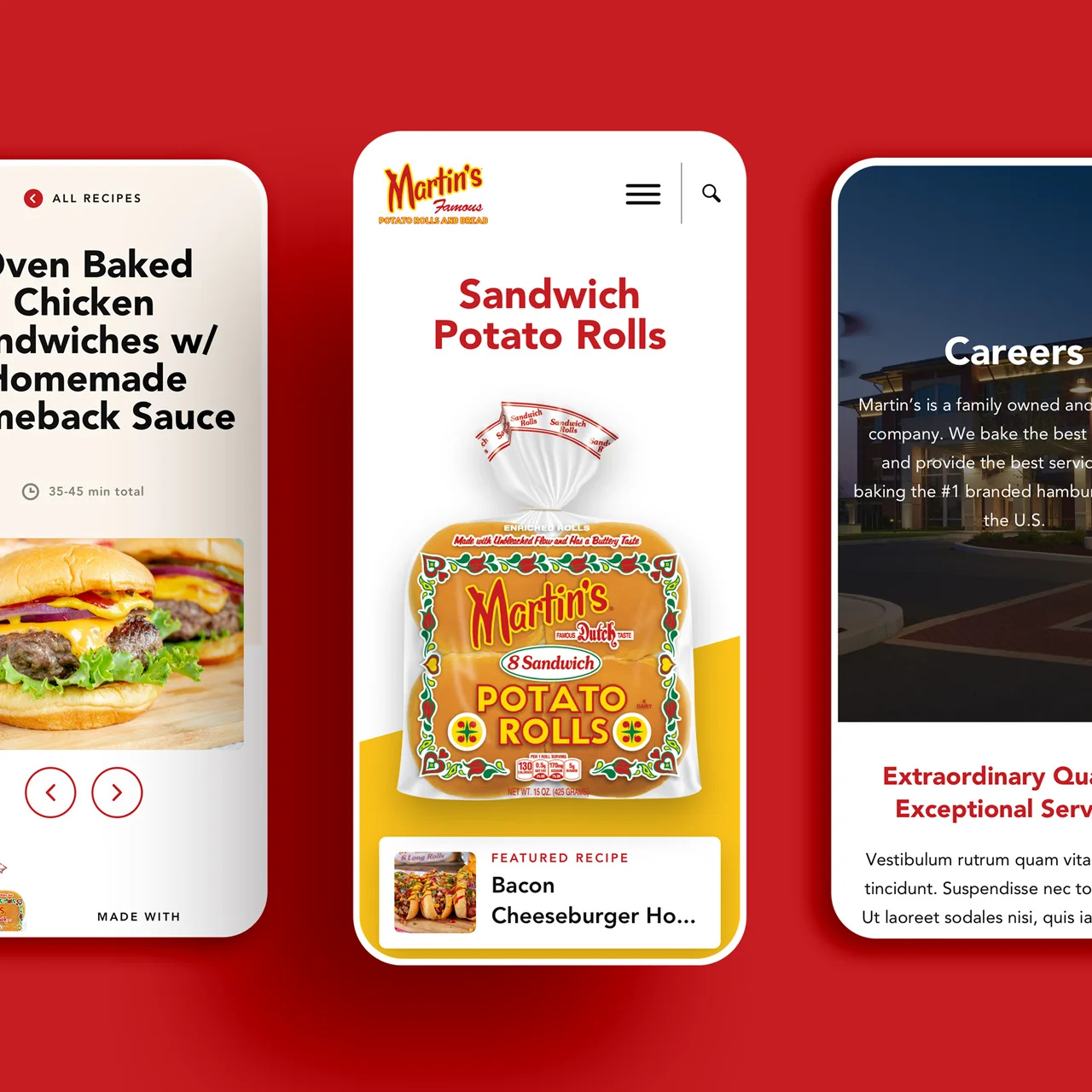 Martin's Potato Rolls design layout ui website