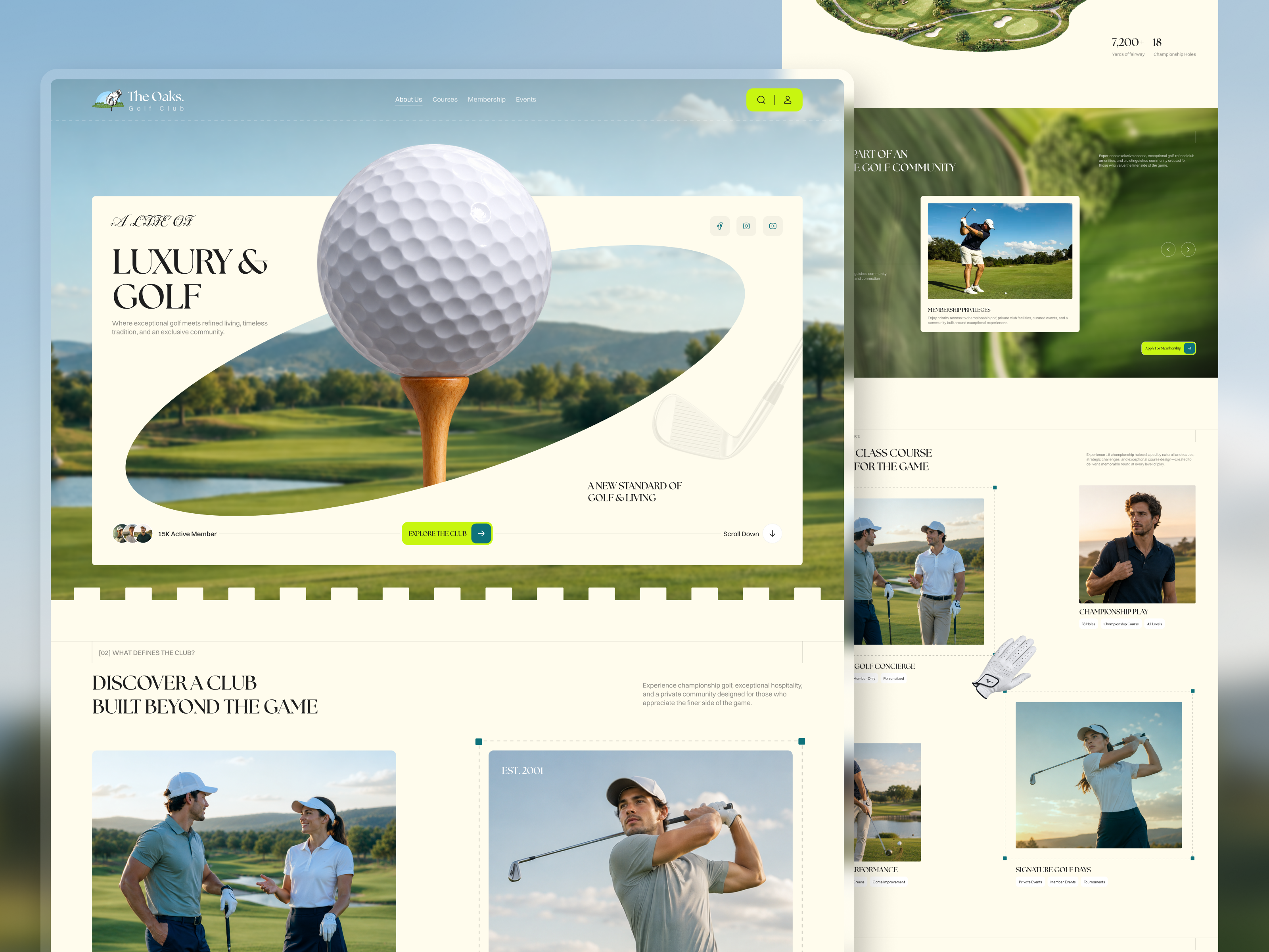 The Oaks Golf Club | Luxury Golf Website UI Concept club website design inspiration digital experience figma golf club golf design golf website luxury web design luxury website sports website ui design ux design web design website concept website design