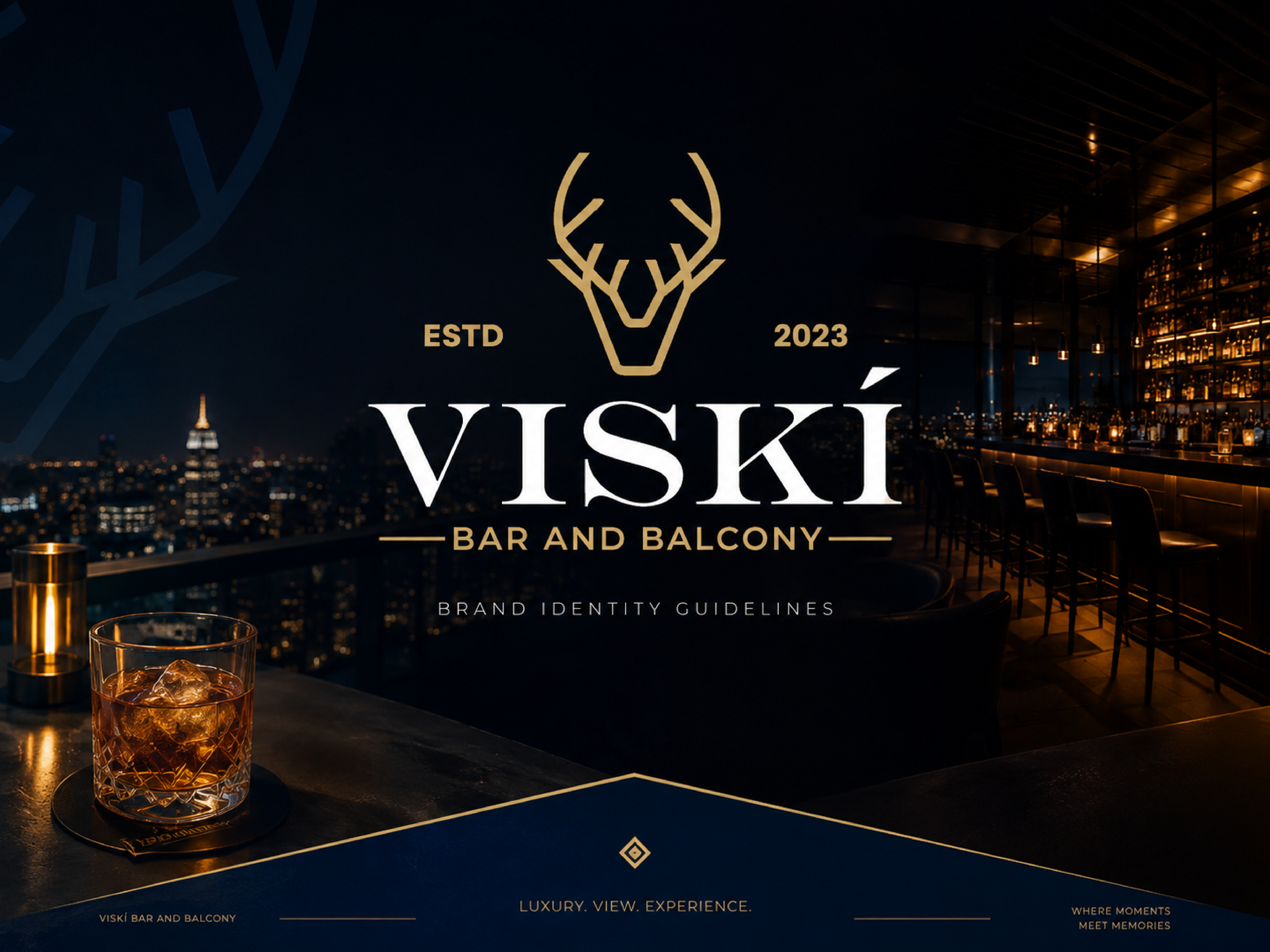 Luxury Bar & Hospitality Brand Identity — VISKÍ Bar & Balcony bar brand identity bar branding bar logo brand guidelines brand identity business card design hospitality brand identity hospitality branding hospitality logo logo design luxury bar luxury branding luxury hospitality premium branding restaurant branding restaurant logo rooftop bar branding signage design social media branding visual identity
