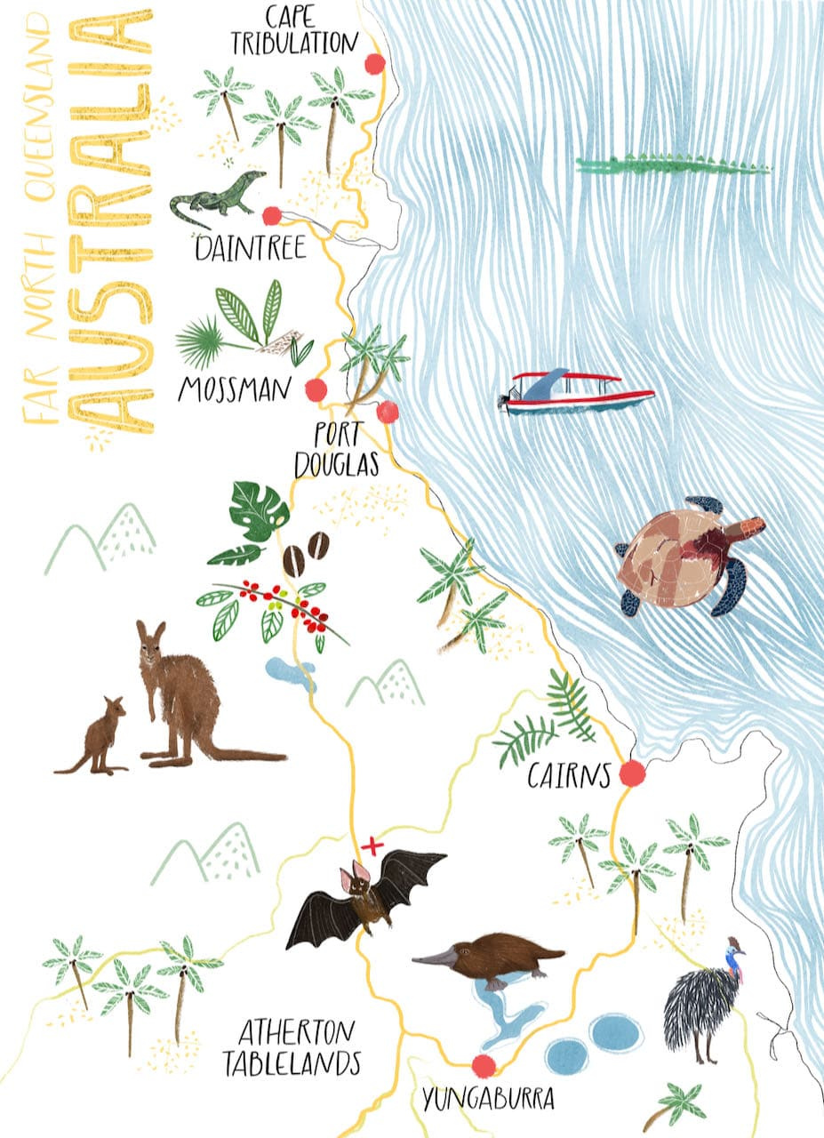 Example of Travel map illustration Australia