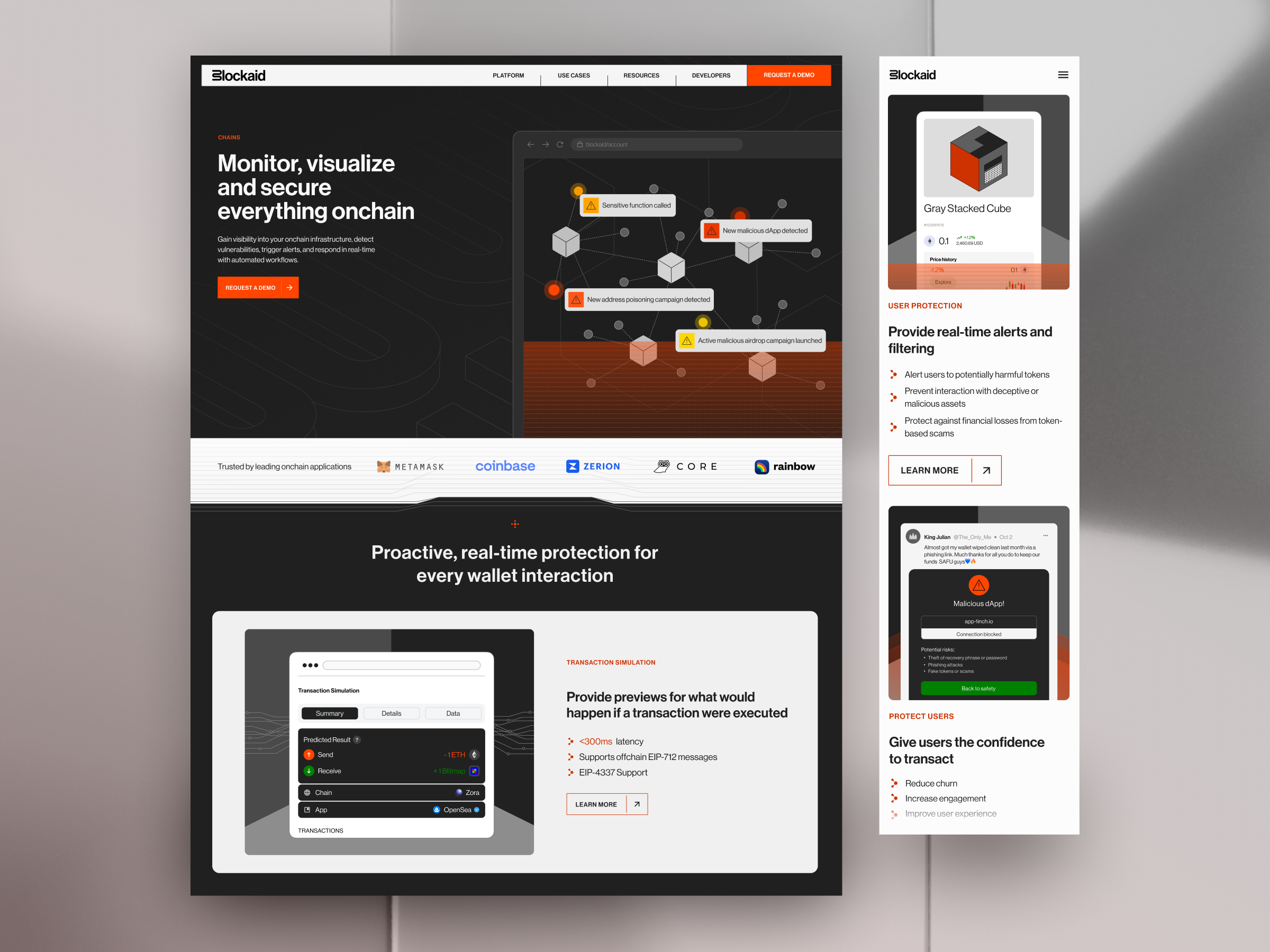 Blockaid Website composite dark onchain platform scan security web3 webdesign webfkow website