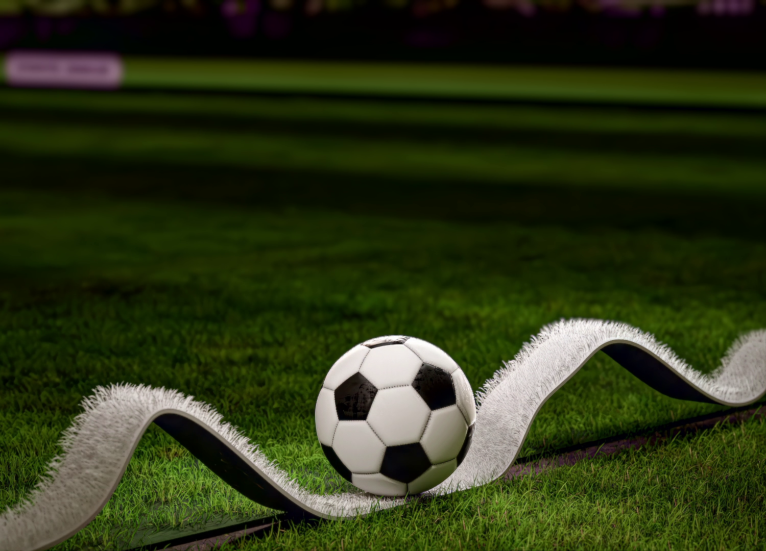 Procedural Sports 3D Motion Design 3d 3d art animation ball blender electro field football grass green hero icon mograph motion graphics night purple reveal soccer sport surreal