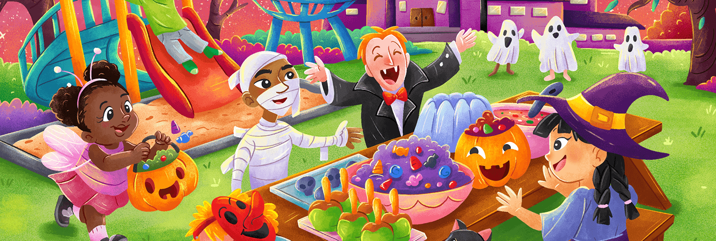 Children's Book - Halloween at School character design children book childrens book childrens book illustration illustration pictures book