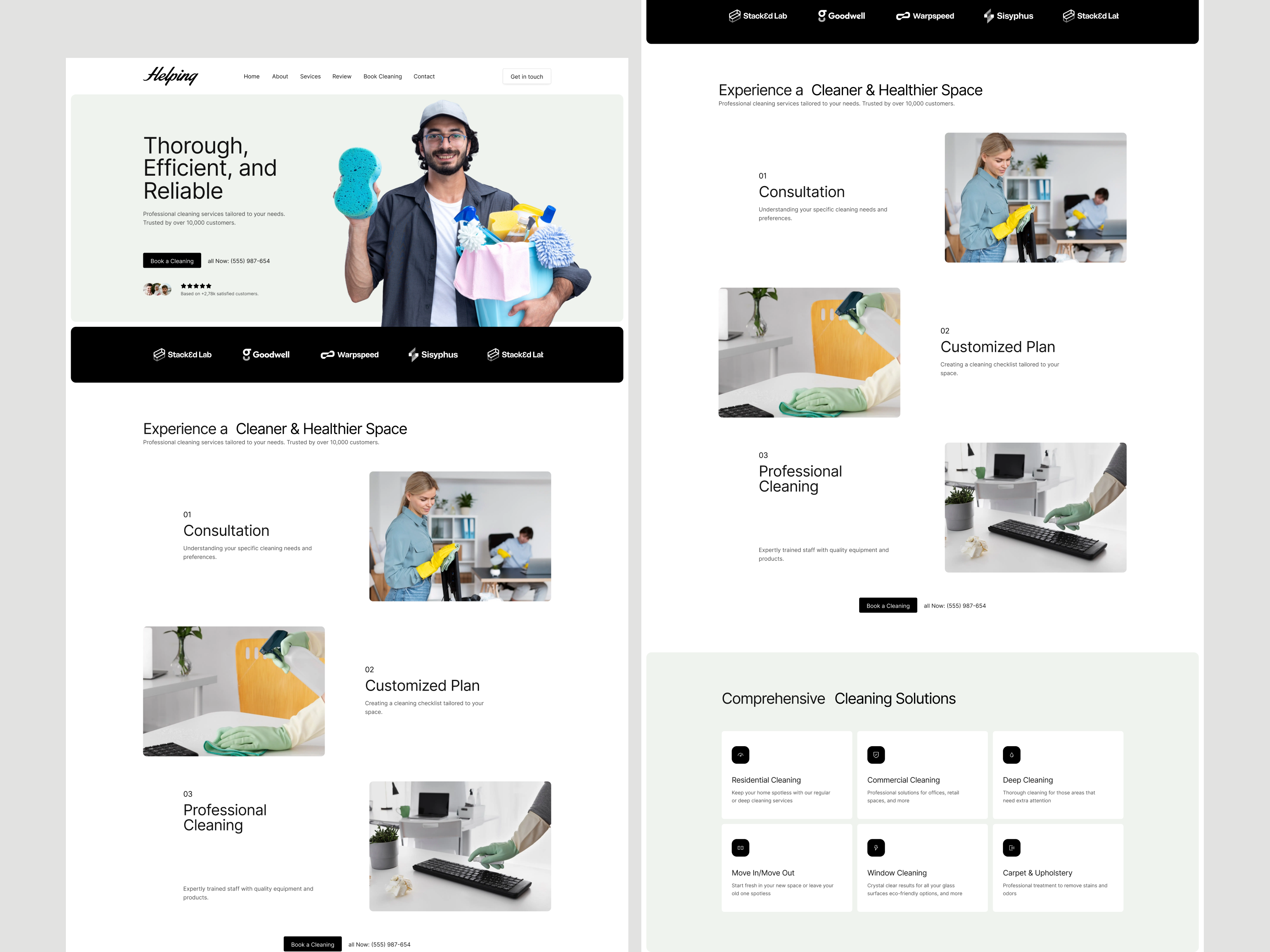 Professional Cleaning Service Website efficient figma professional prototype retail spaces ui uiux wireframe