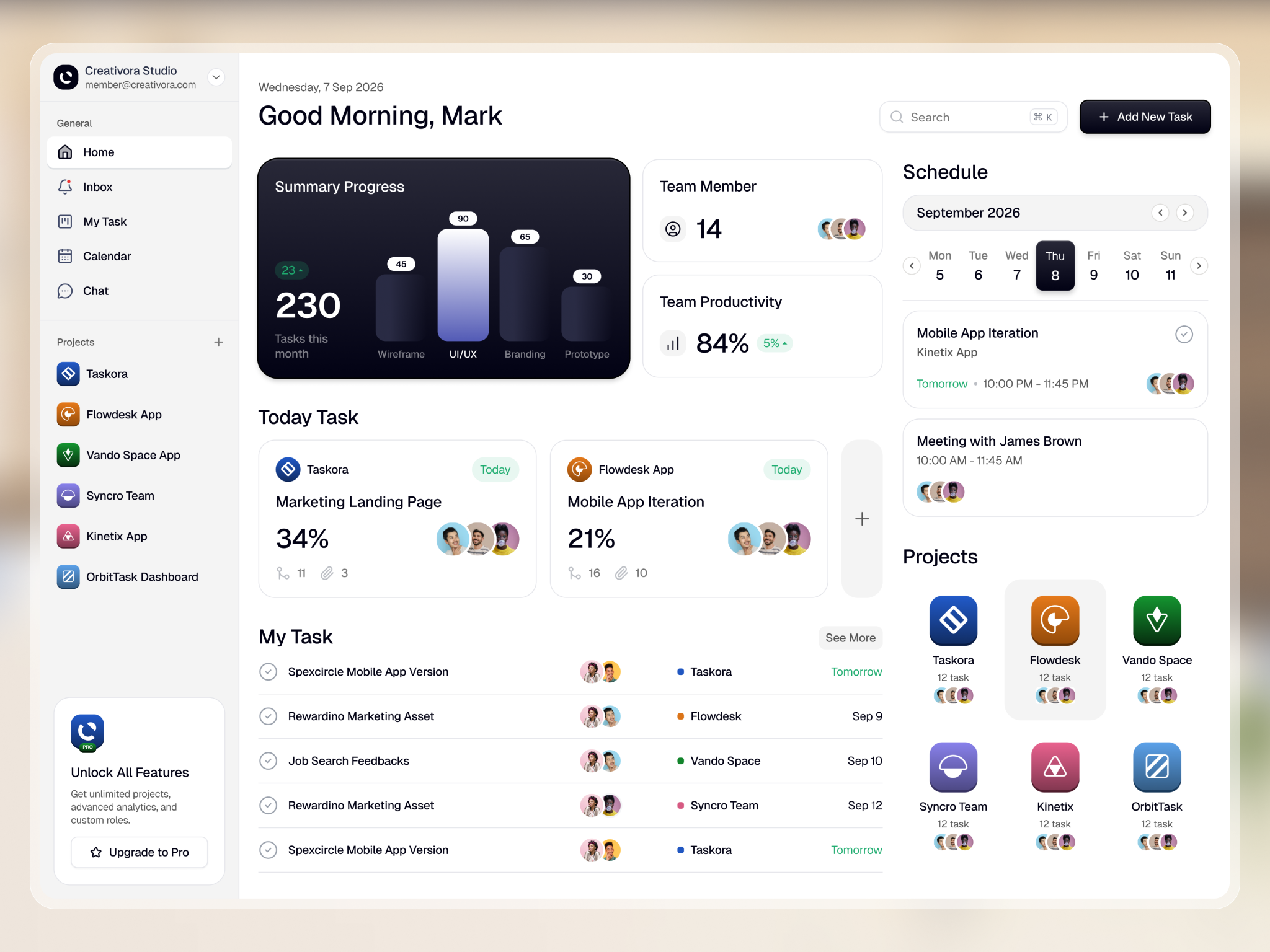 Tasiki | Project Management - Home Page clean dashboard design project management task ui ui design ux webapp