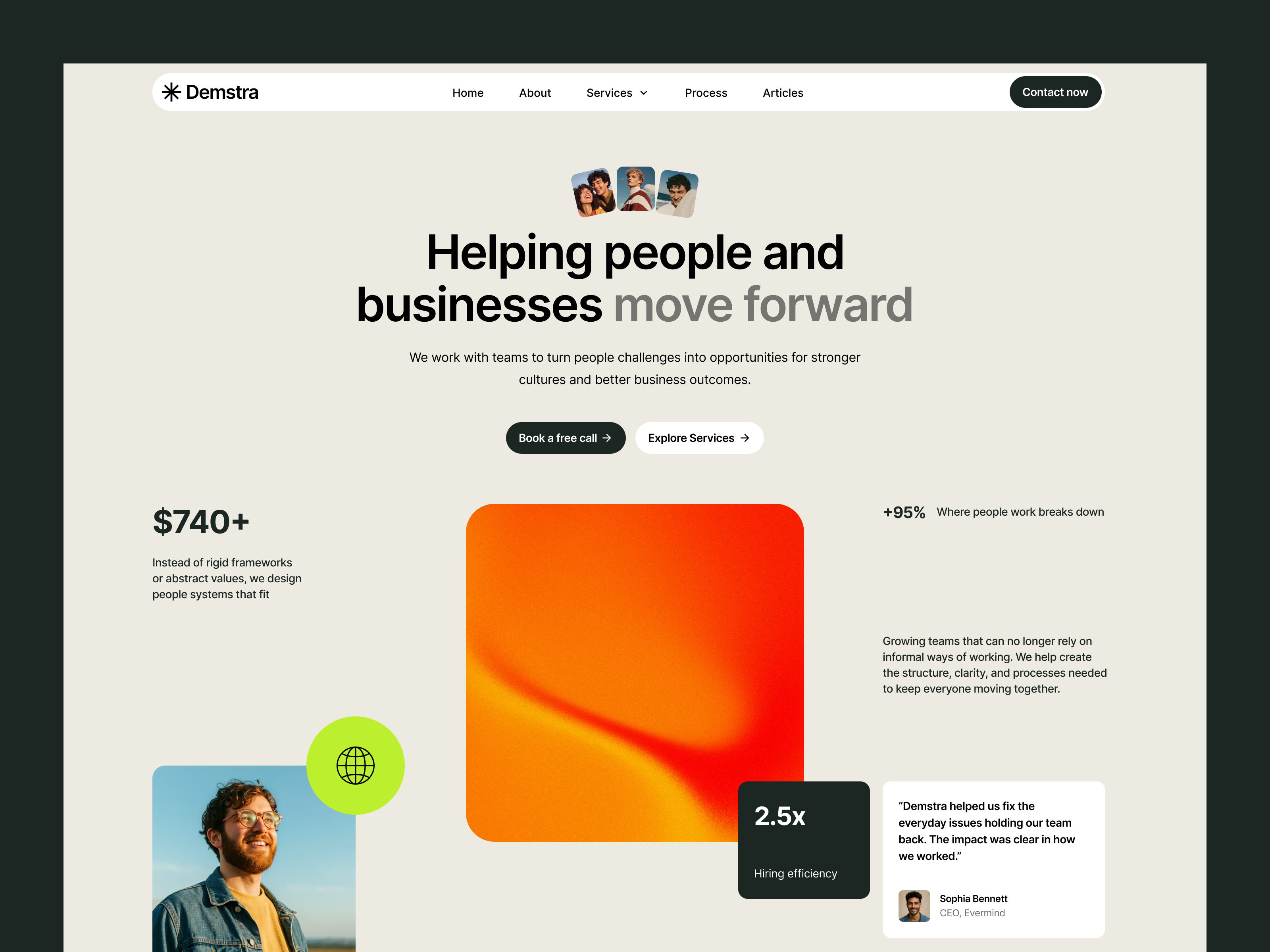 Demstra Website Header animation design hero section landing landing page ui uiux design web design web header web site website