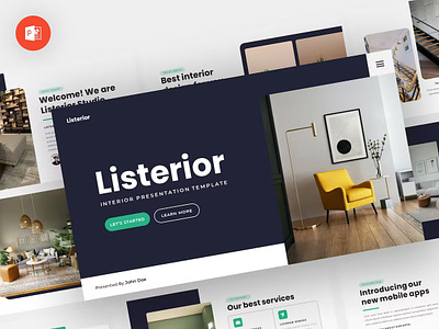 Listerior - Interior Powerpoint Template annual business clean corporate download google slides keynote pitch pitch deck powerpoint powerpoint template pptx presentation presentation template project report slidemaster slides template web