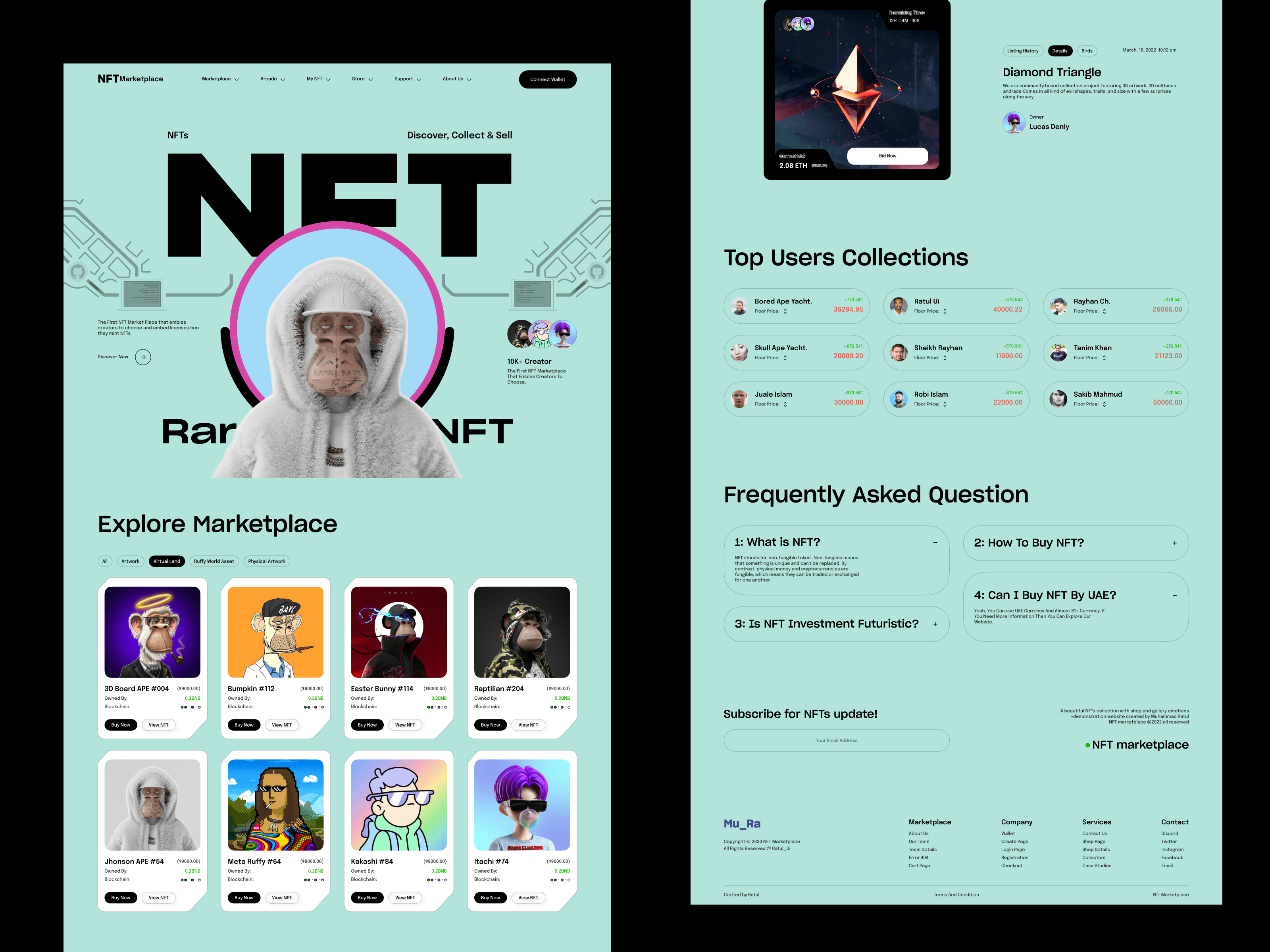 UI/UX For NFT Website Design blockchain design crypto exchange ui crypto wallet ui crypto website dark mode ui digital collectibles futuristic ui interactive ui minimalist design modern ui design nft dashboard nft landing page nft marketplace nft minting page nft portfolio nft website uiux design ux for web3 web3 experience web3 ui