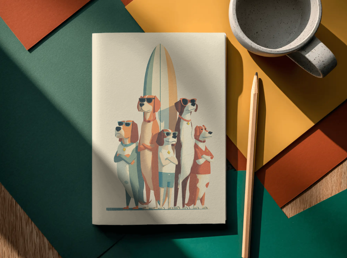 Who let the Doggos Out? 🐶 | Coastal Doggos Notebook art artwork beach book branding cartoon coatsal dogs friendship gift graphic design illustration notebook ocean paper pen pet quirky stationery type