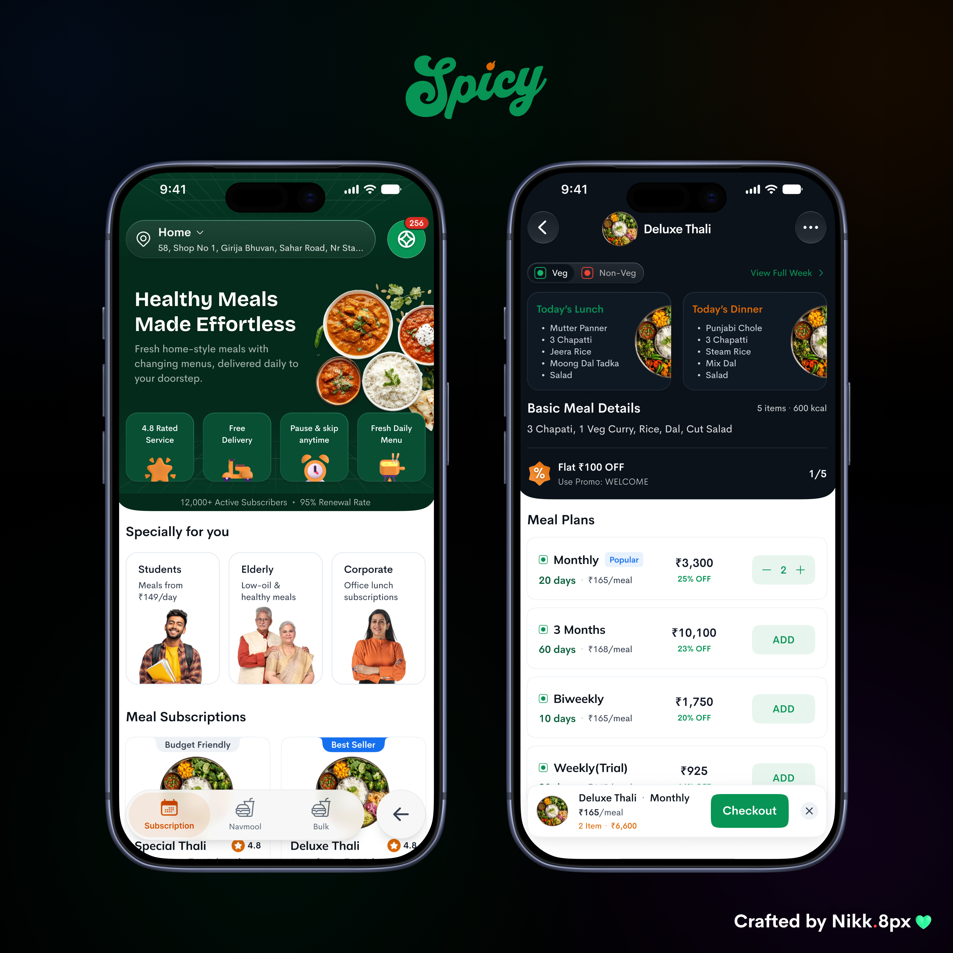 🍱 Spicy — Meal Subscription App appdesign dribbble dribbbledesign figma foodapp fooddelivery foodtech interactiondesign mobileappdesign mobileui productdesign uidesign uiux userexperience uxdesign visualdesign