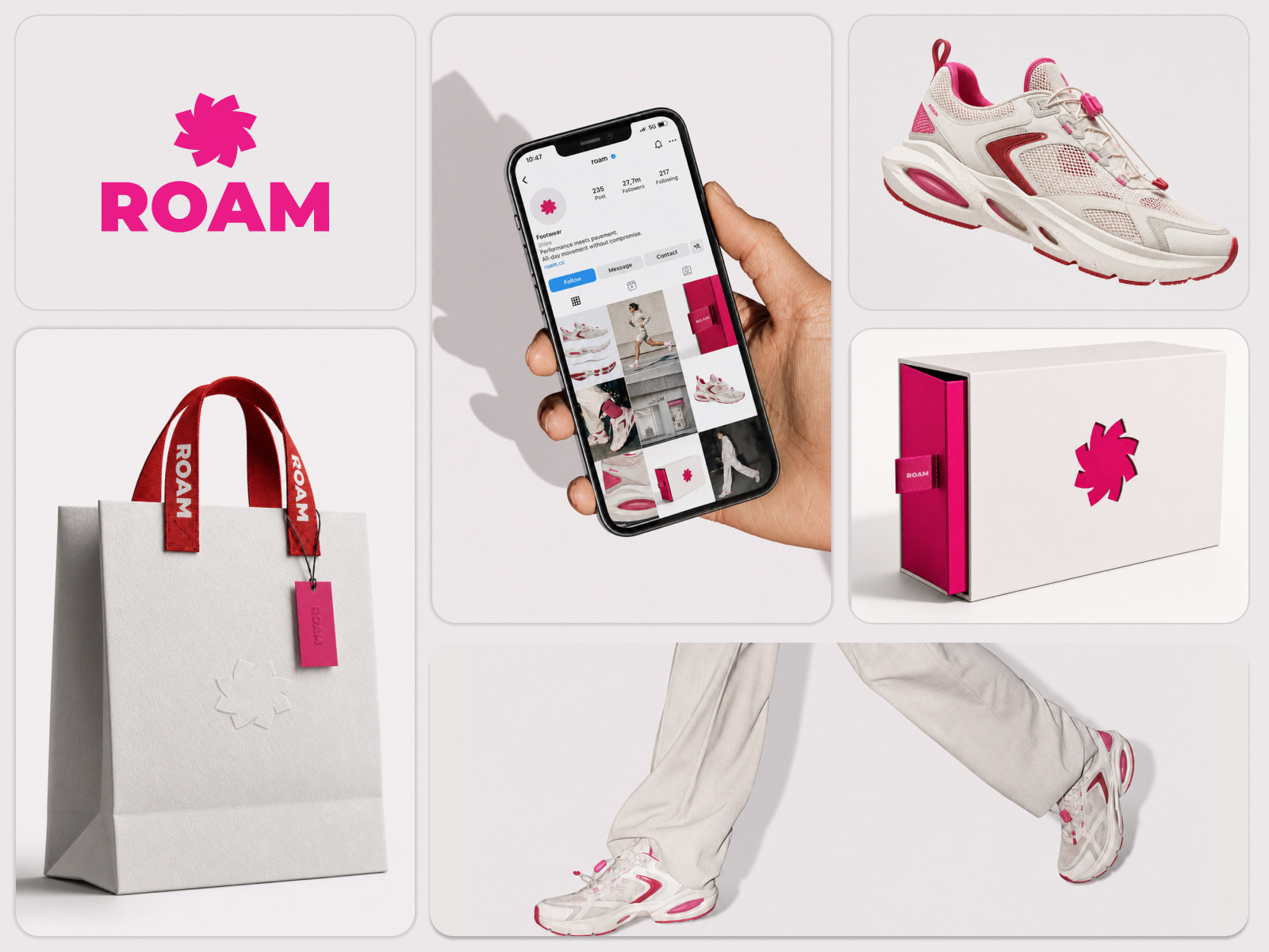 ROAM — Brand Identity & Digital Ecosystem art direction branding case case study design footwear graphic design logo minimalism typography vivid