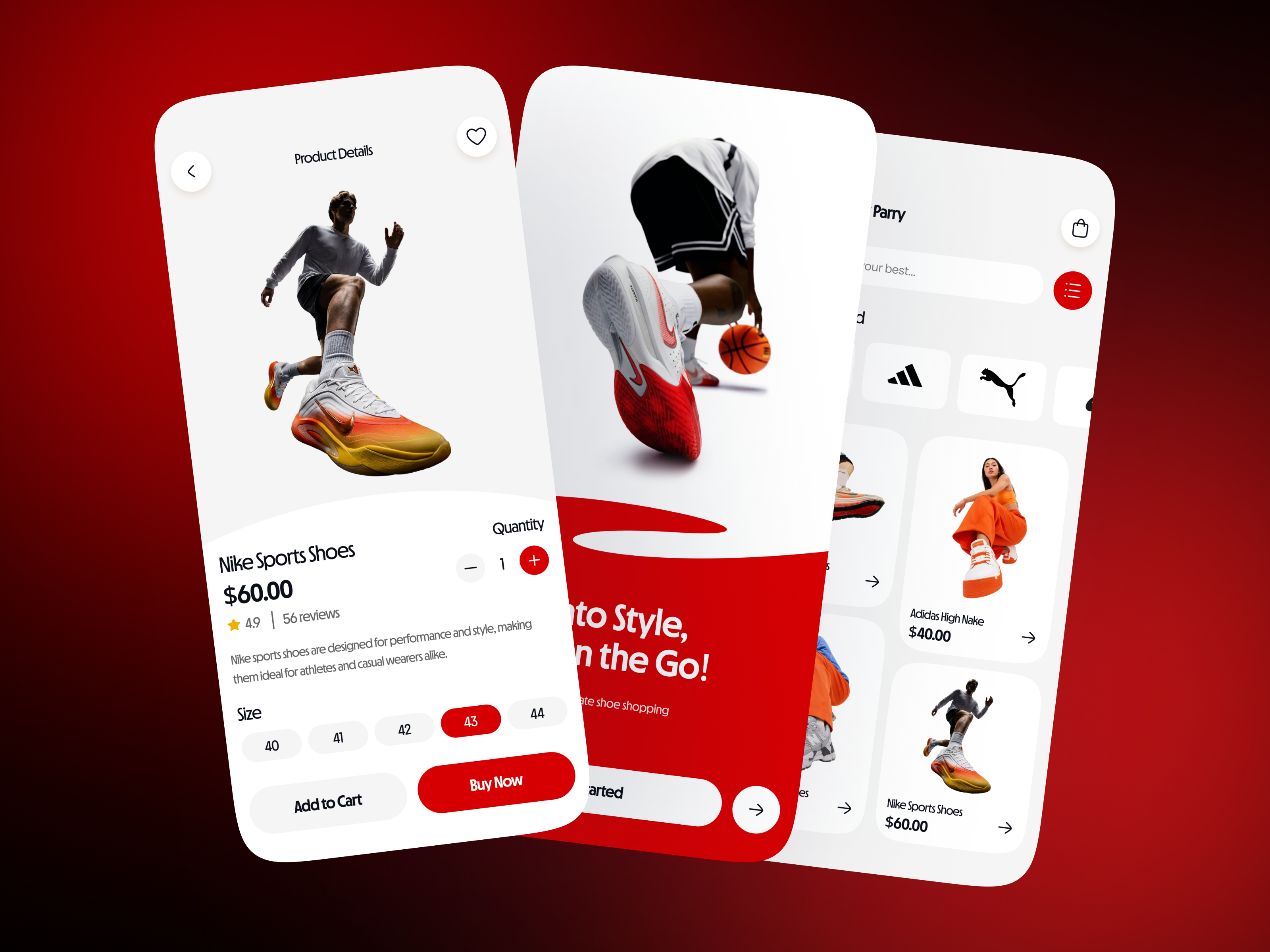 Modern E-Commerce Mobile App UI/UX app design app ui brand shop app e commerce app e commerce home screen e commerce mobile app e commerce shoe fashion app ios app design marketplace app mobile app design online marketplace app online shoe store online shopping product details screen shoe app shoe store app shoes app sports uiix