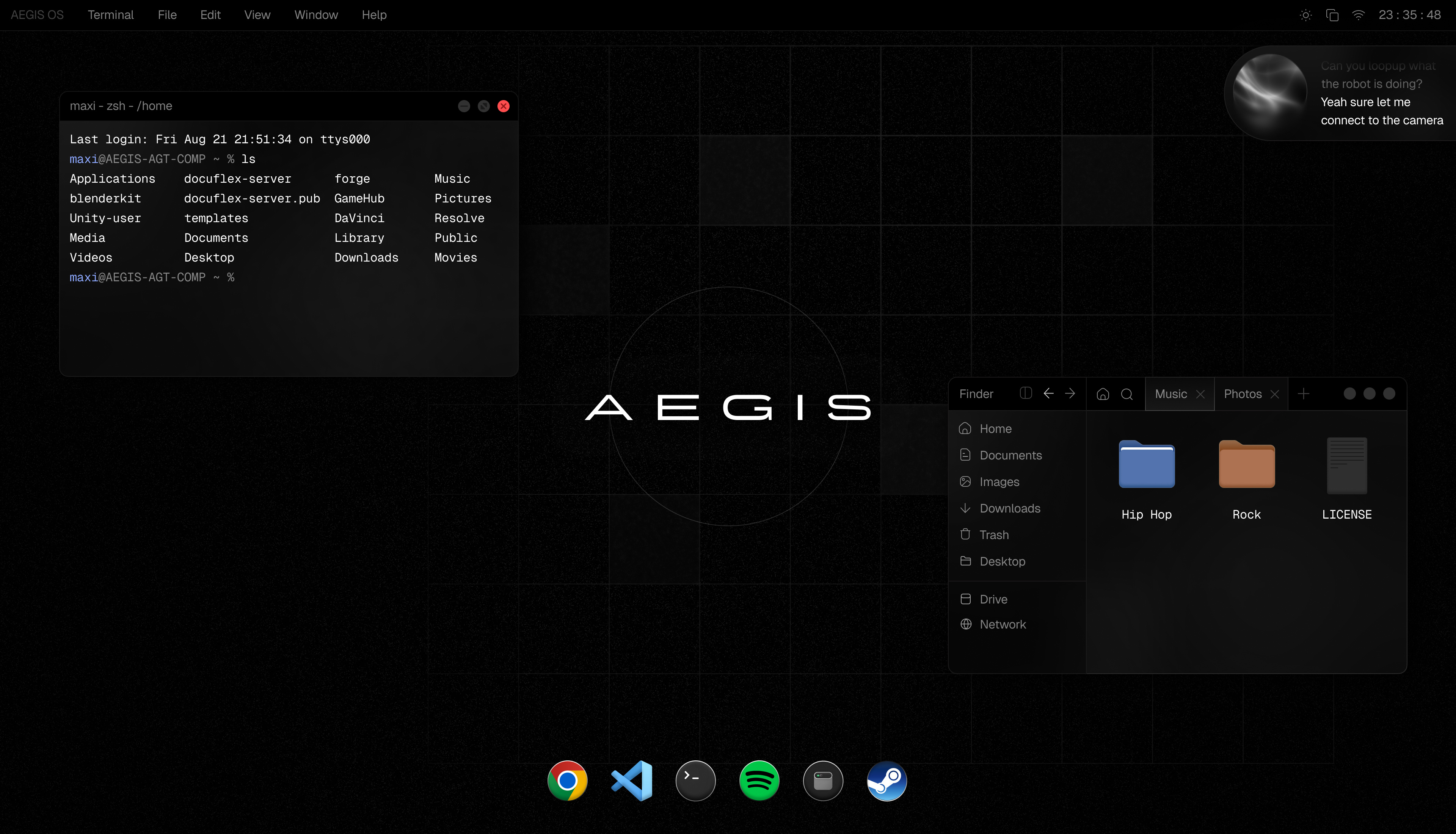 Agent OS Interface agent ai design graphic design linux os ui