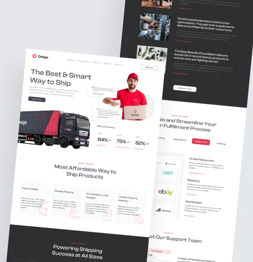 Logistic Company Landing Page 3d animation branding design graphic design illustration logo motion graphics ui uiux vector