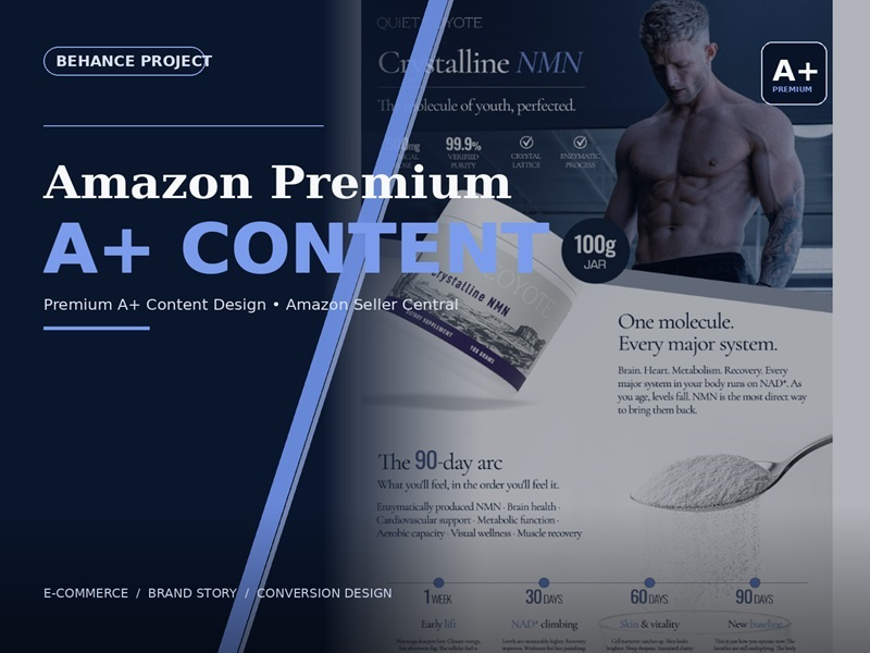 Amazon Premium A+ Content: Crystalline NMN amazon amazon ebc amazon listing amazon product branding graphic design