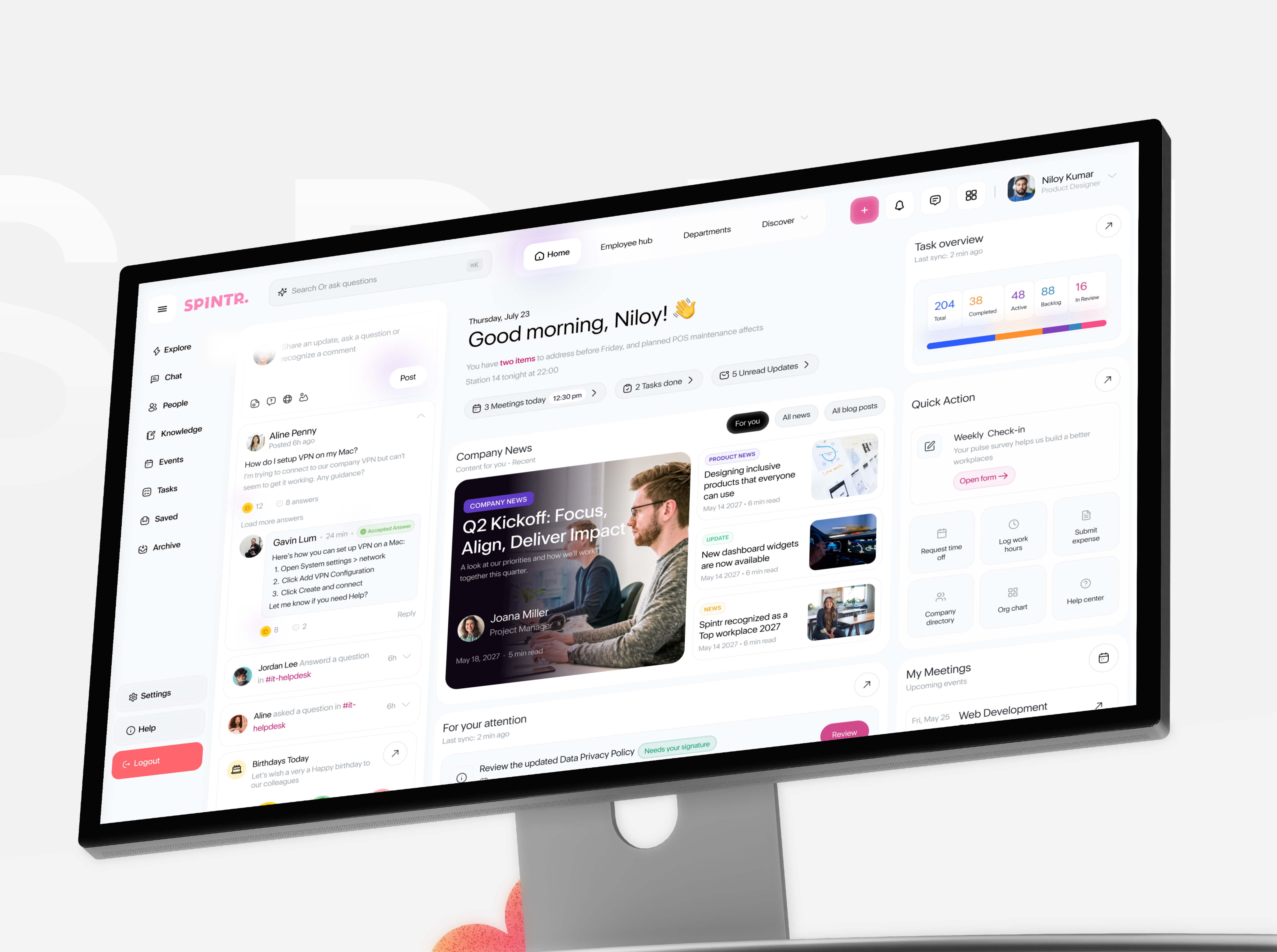 Modern Employee Intranet Dashboard - Project based ✨ ai dashboard dashboarddesign design employee figma manangement modern task team ui ux webapp