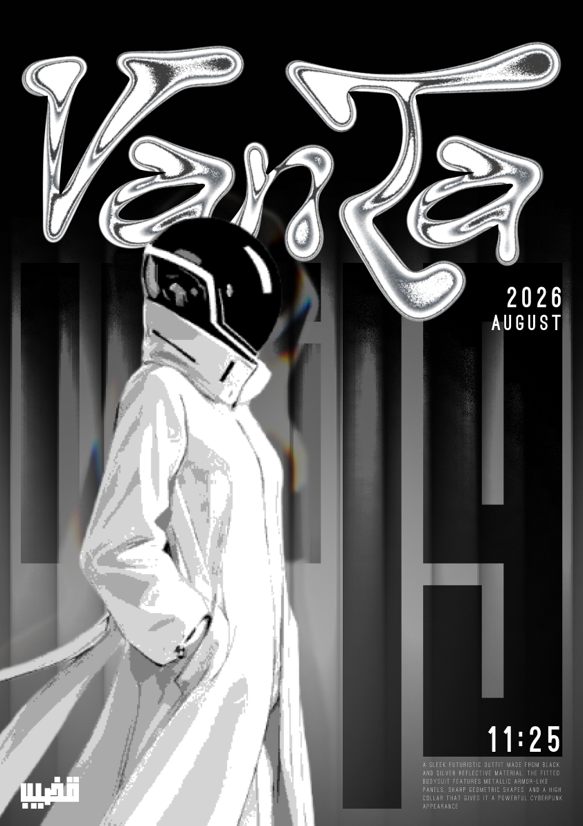 VANTA — Cyberpunk Y2K Poster Design brutalist character design chrome cyberpunk futuristic graphic design liquid chrome monochrome poster design retro futurism typography y2k