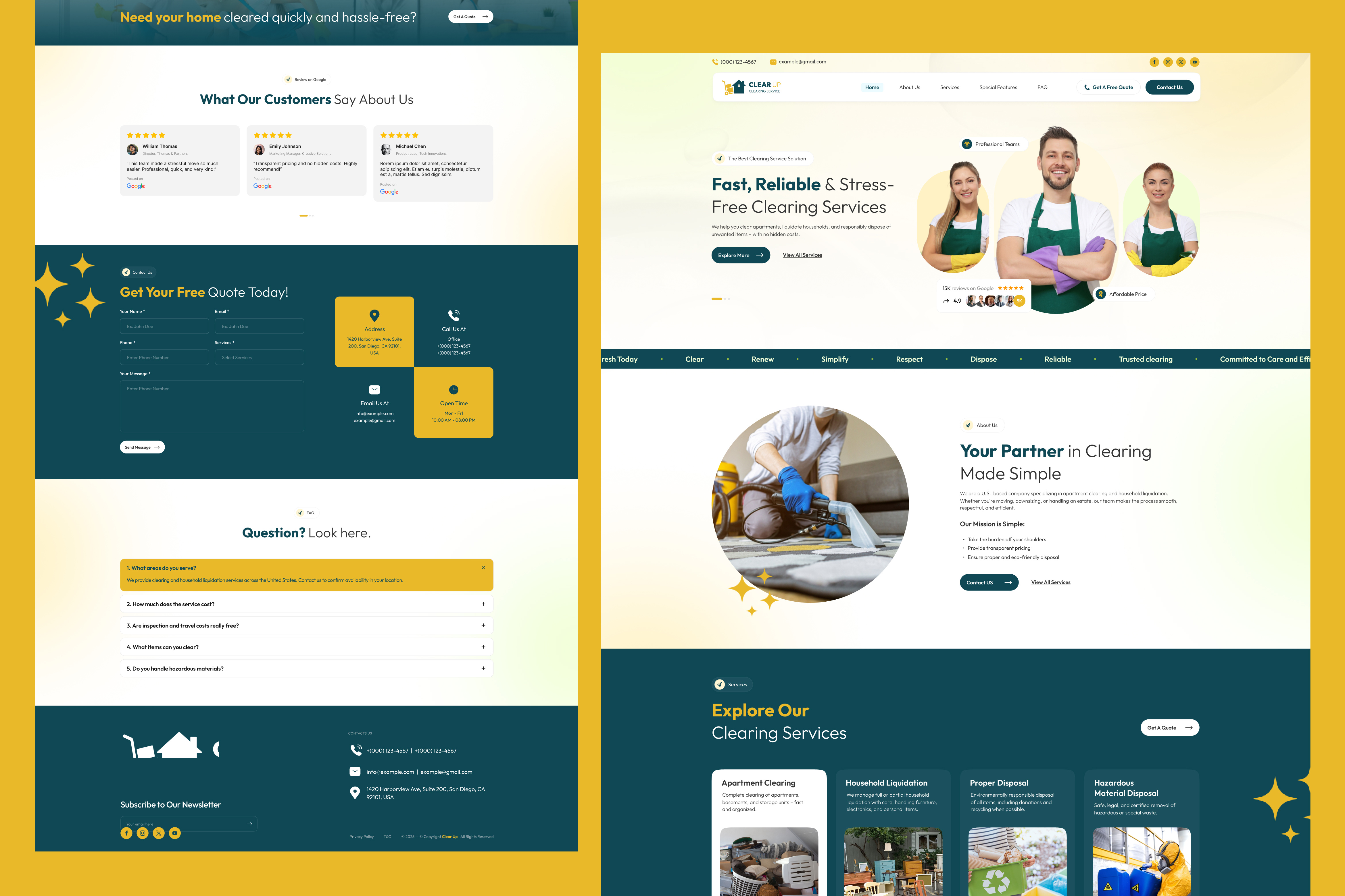 Clearup - Cleaning Landing page creative ui web