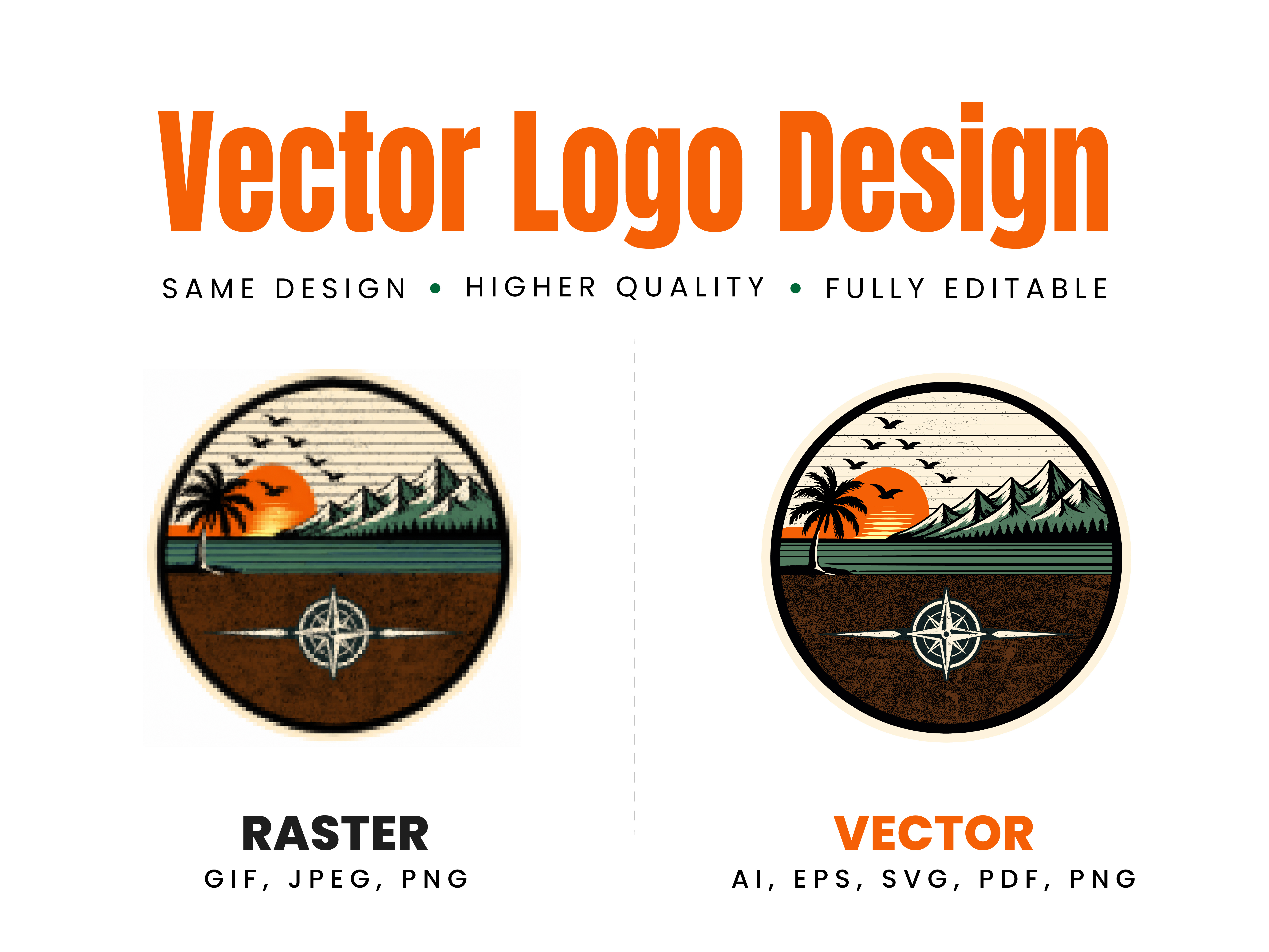 Outdoor Adventure Badge Mountain & Compass Emblem adobe illustrator design illustration logo recreation logo redraw manual vector tracing raster to vector ui vector tracing vectorization