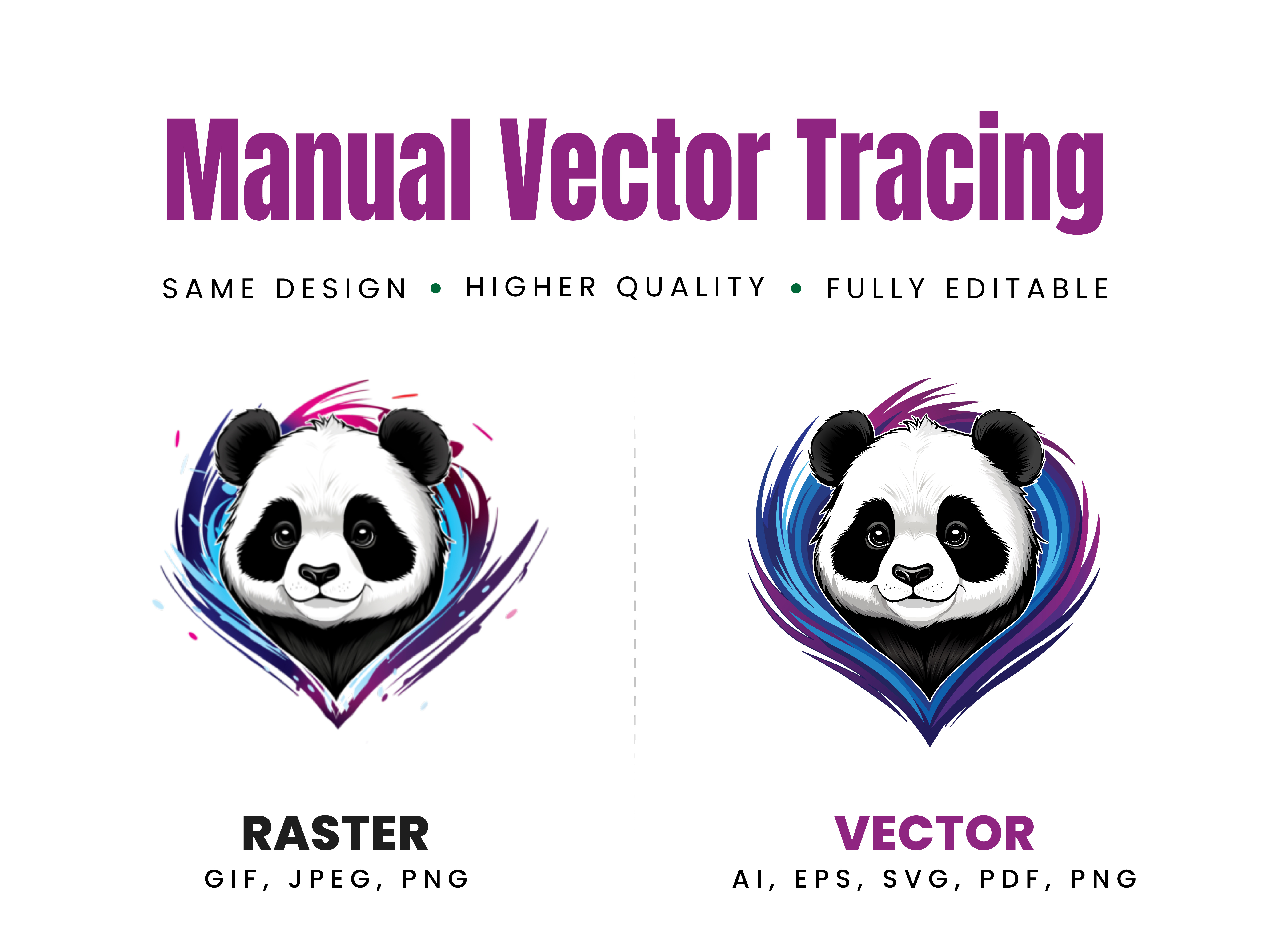 Panda Mascot Character Identity Design adobe illustrator design illustration logo recreation logo redraw manual vector tracing raster to vector ui vector tracing vectorization