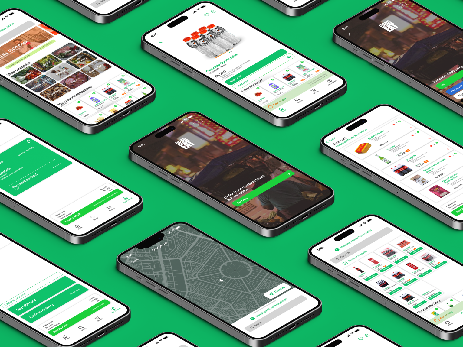 GrabEat case study - iOS/Android Platform branding design illustration motion graphics ui ux