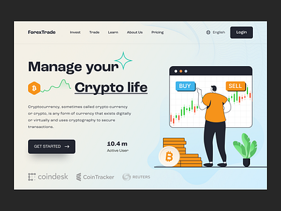 Crypto Trading Landing Page 3d animation branding cryp crypt cryptolandingpage design graphic design illustration logo mobileapp motion graphics tecorb ui userinterface ux vector