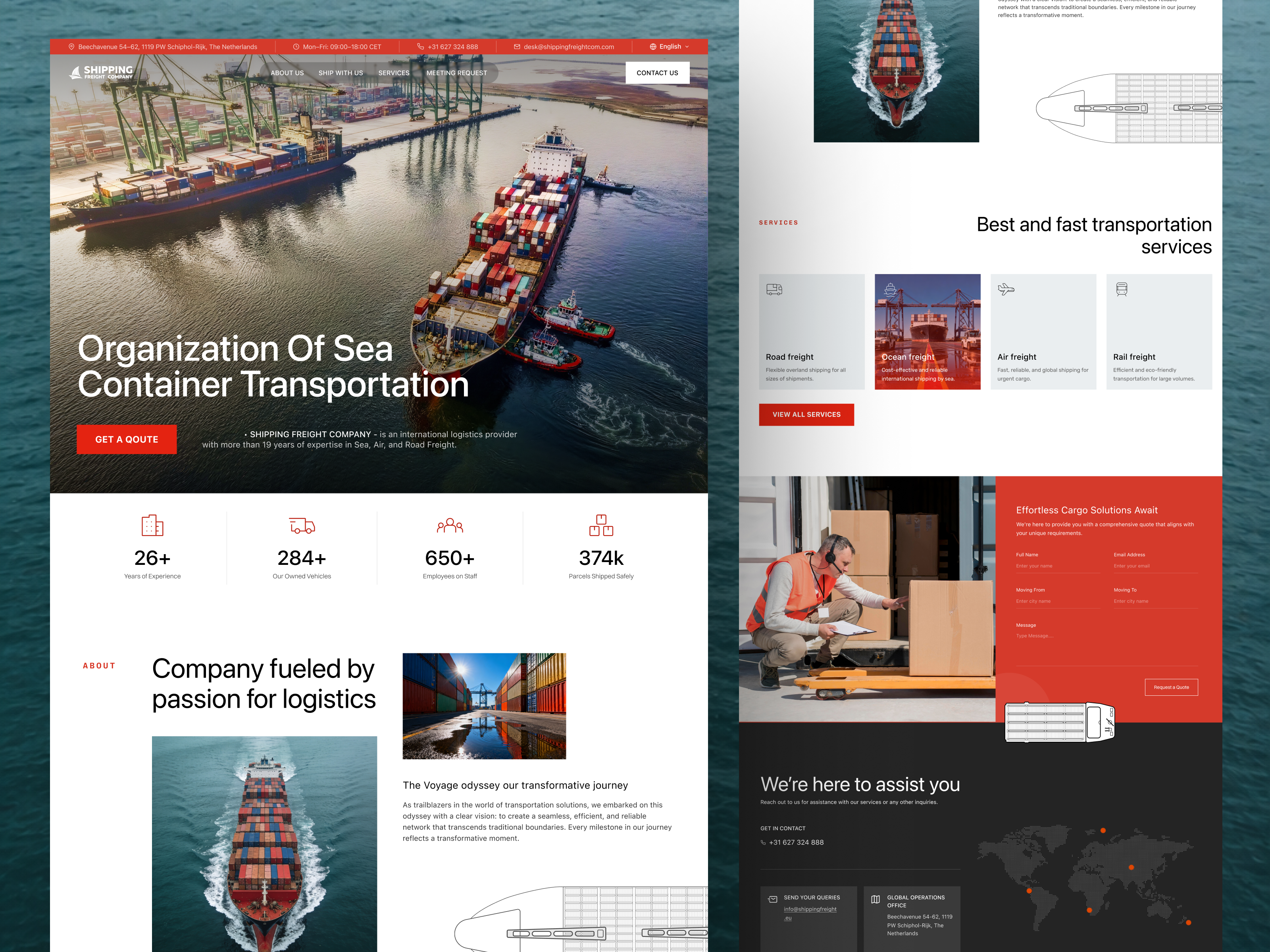 Logistics & freight transportation website business website corporate website freight transportation freight website landing page logistics design logistics ui logistics website responsive design shipping website transportation website ui design ux design web design website design