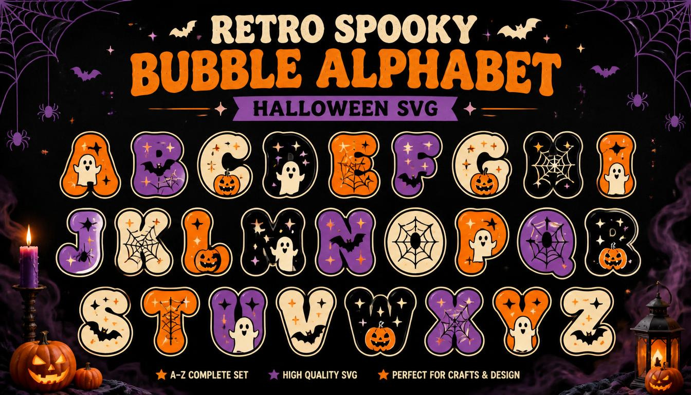 Halloween svg bundle 5 spooky svg designs adobe illustrator canva graphic design halloween svg alphabet file ui