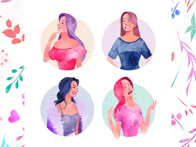 Illustration - 7 (Emotions) avatar character emotions flat design girl human emotion illustration people woman