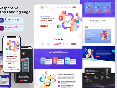 App Landing Page app app landing app landing page design figma free mockup free mockups homepage landing page psd psd template template ui web web design web mockup website website design website mockup