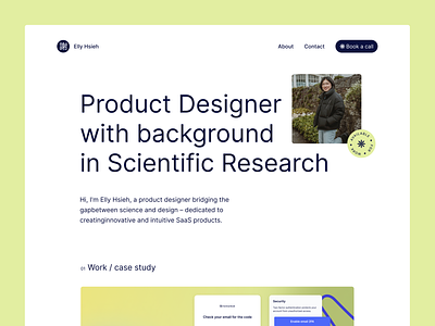 Elly Hsieh | Product Designer Portfolio Website avalible for work clean framer inspiration modern portfolio portfolio website product design product designer saas ui uiux ux web design