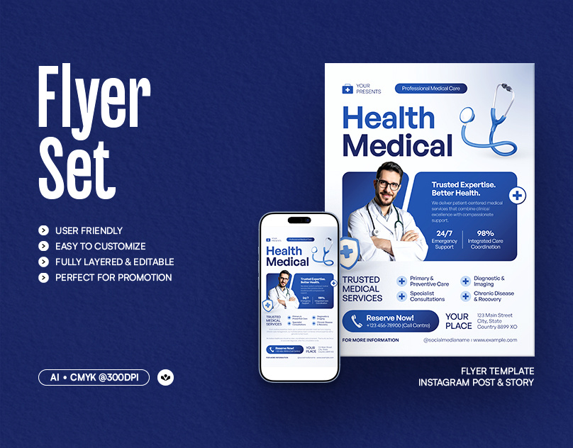 Medical Service Flyer design event flyer health healthy lifestyle marketing medical solasome template