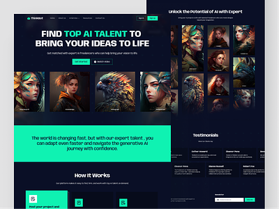 ThinkBot - AI Service Landing page ai ai talent artificial intelligence artificial landing page design find talent hero homepage interface landing page platform service service ai talent trends ui uiux web