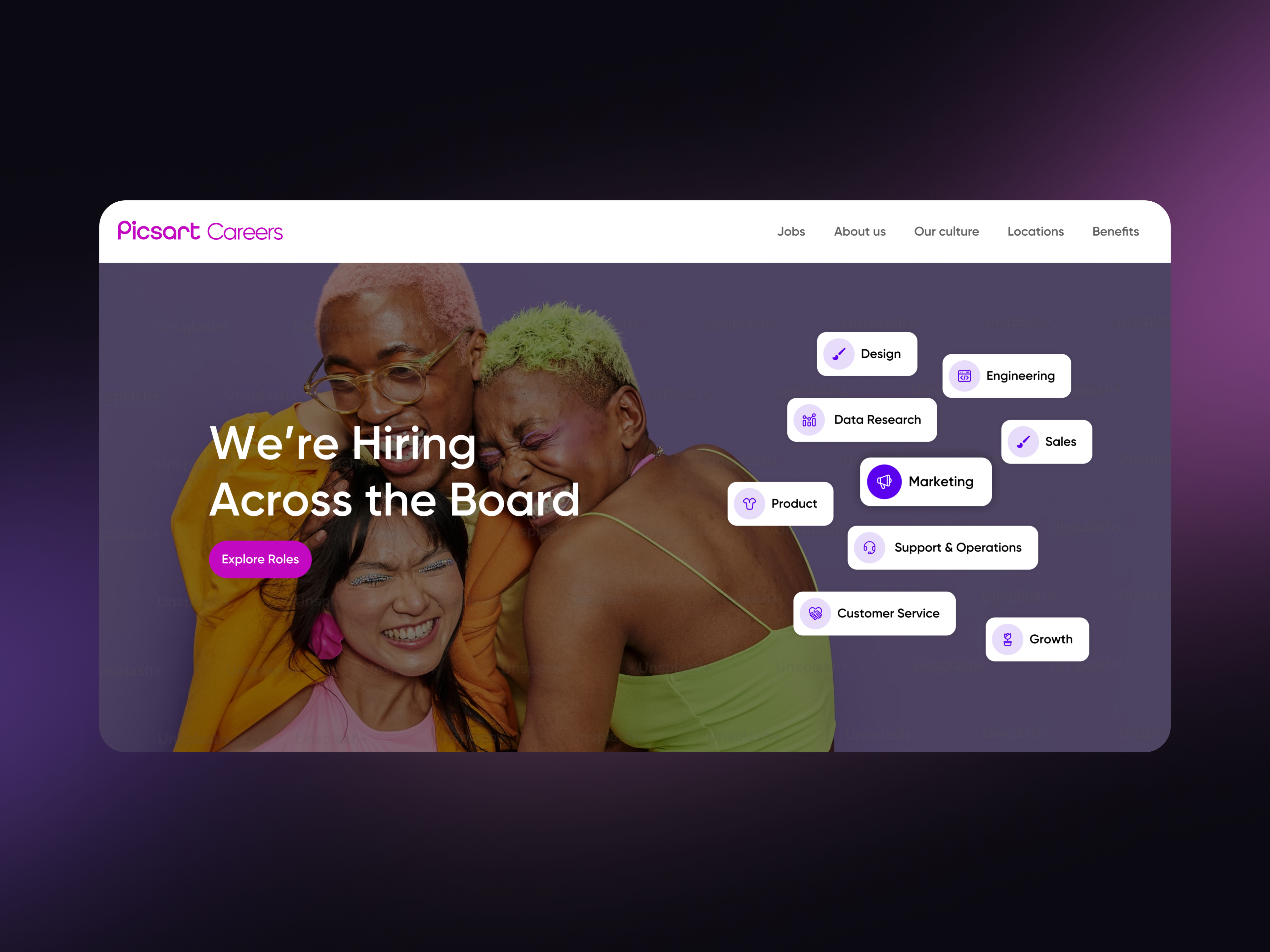 Picsart Careers — Candidate Experience Redesign candidate experience career page careers website employee experience employer branding figma filter design hiring process information architecture job search picsart product design recruitment design responsive design search experience ui design ux design visual design web design web platform