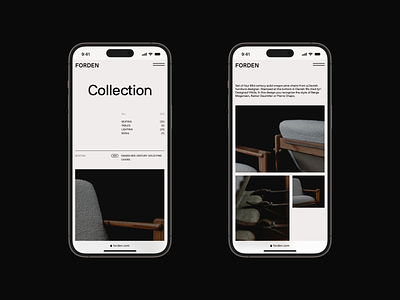 Forden — Vintage furniture seller website chair clean furniture grid iphone layout minimal minimalism mobile photo product soft colors store ui ux vintage web web design webdesign website