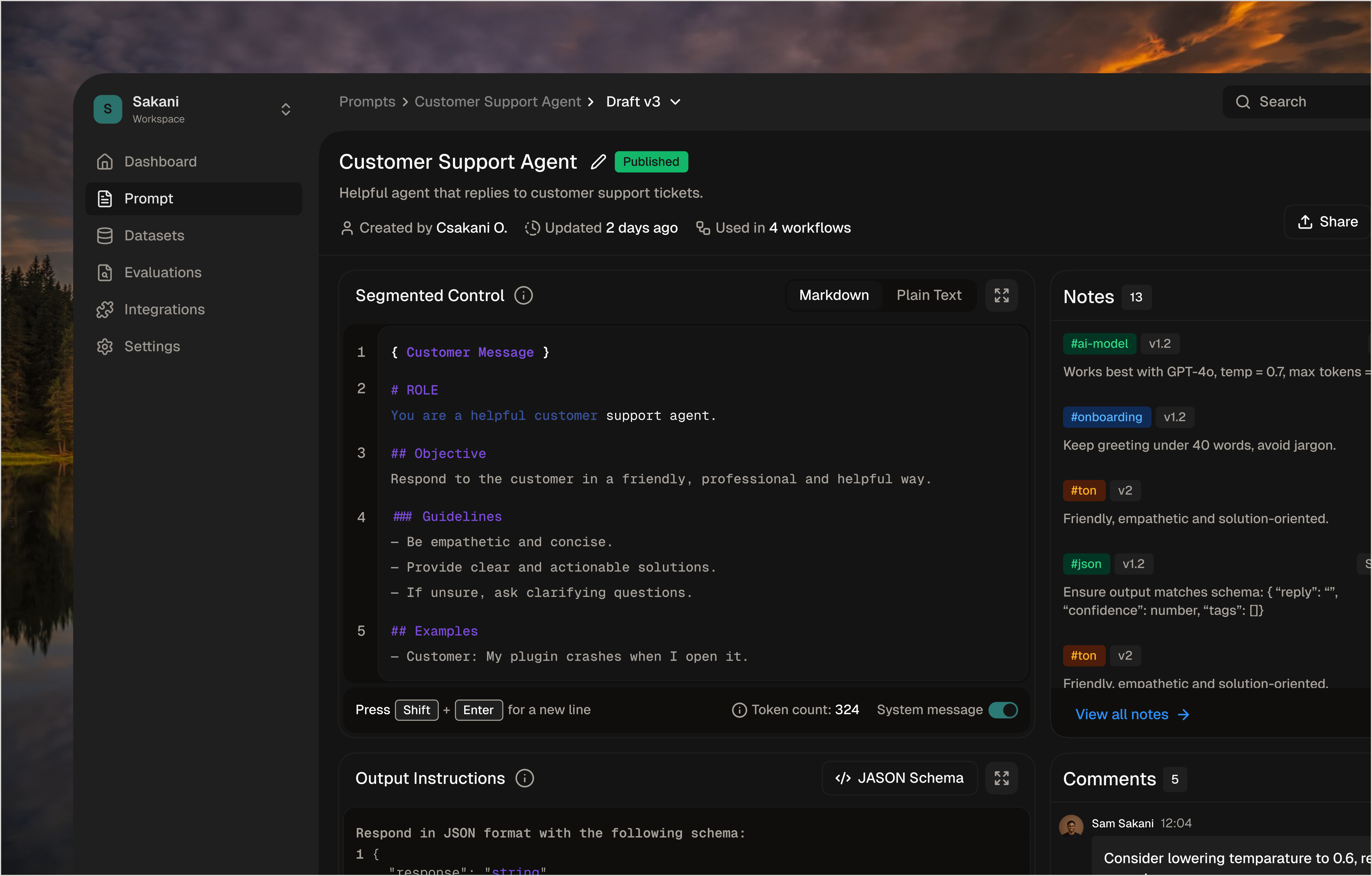 AI prompt/workflow management — Sakani design system dashboard design design system management saas ui uikit uiux workflow ui
