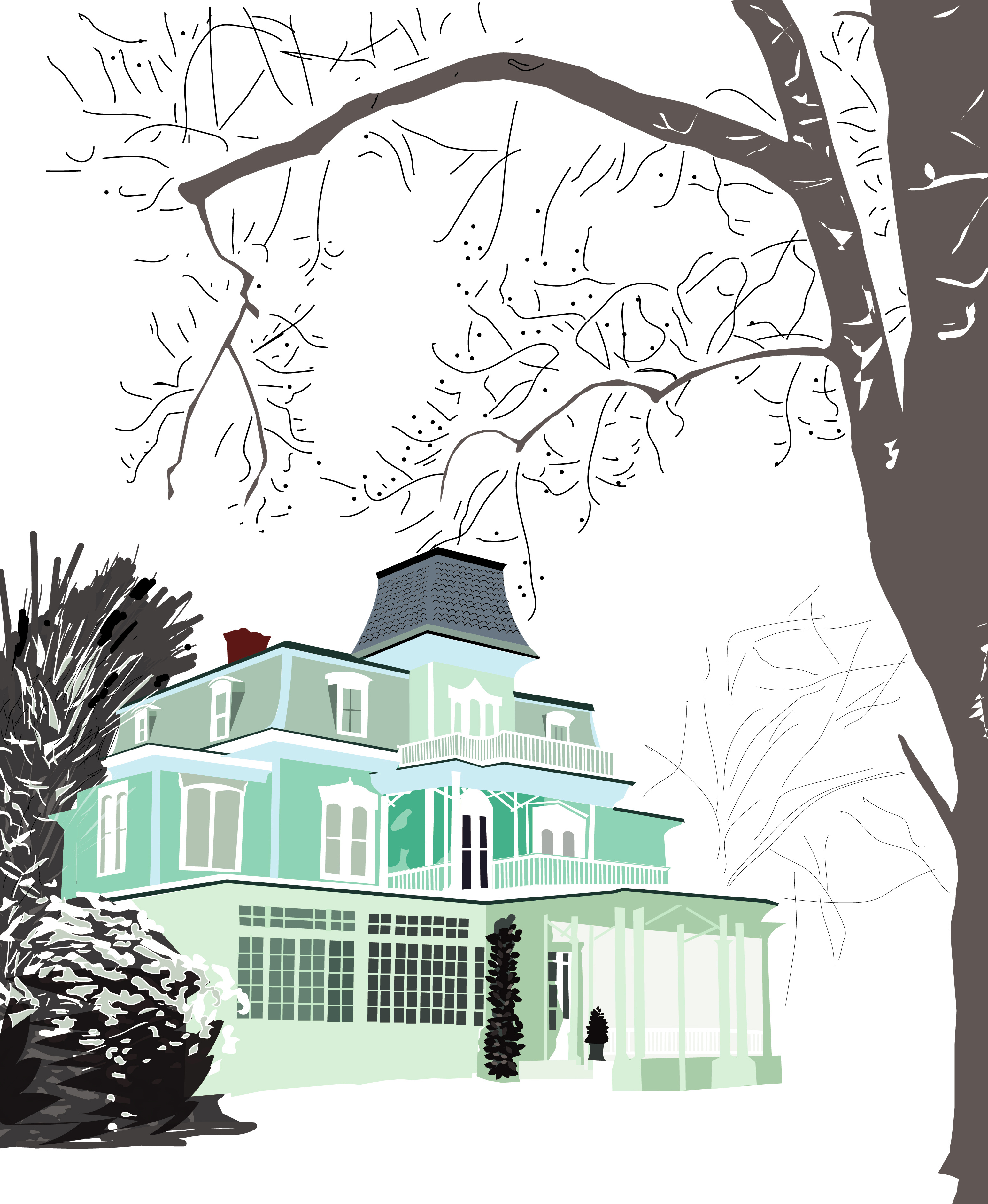 BARILOCHE CITY STORIES | Illustration bariloche casa dibujo digital frio illustration invierno montaña nieve patagonia tranquilidad vector