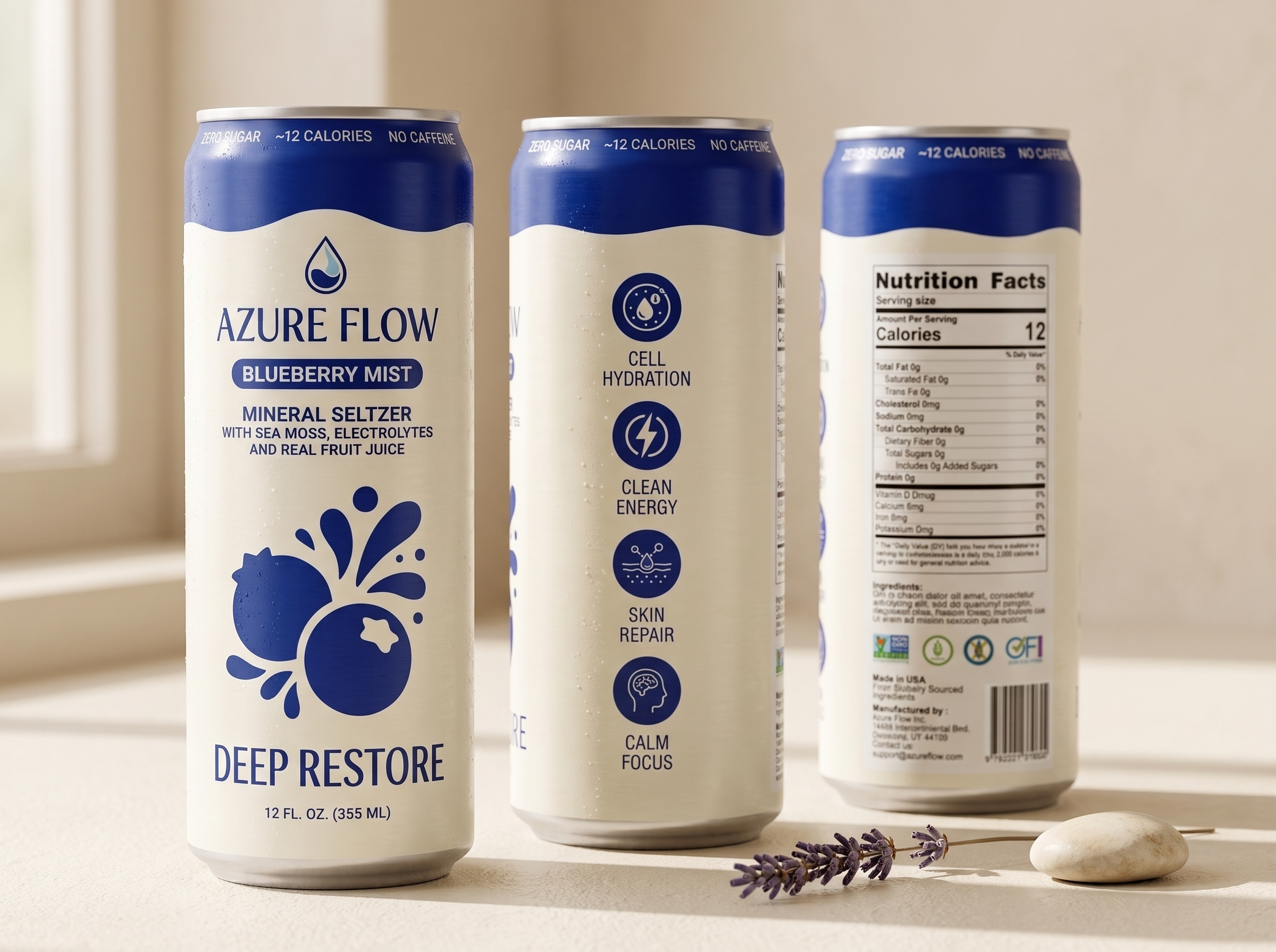 Can Packaging Design For Blueberry Mist Seltzer beverage blueberry branding can design drink label food and drink label design mockup packaging product design seltzer sparkling water