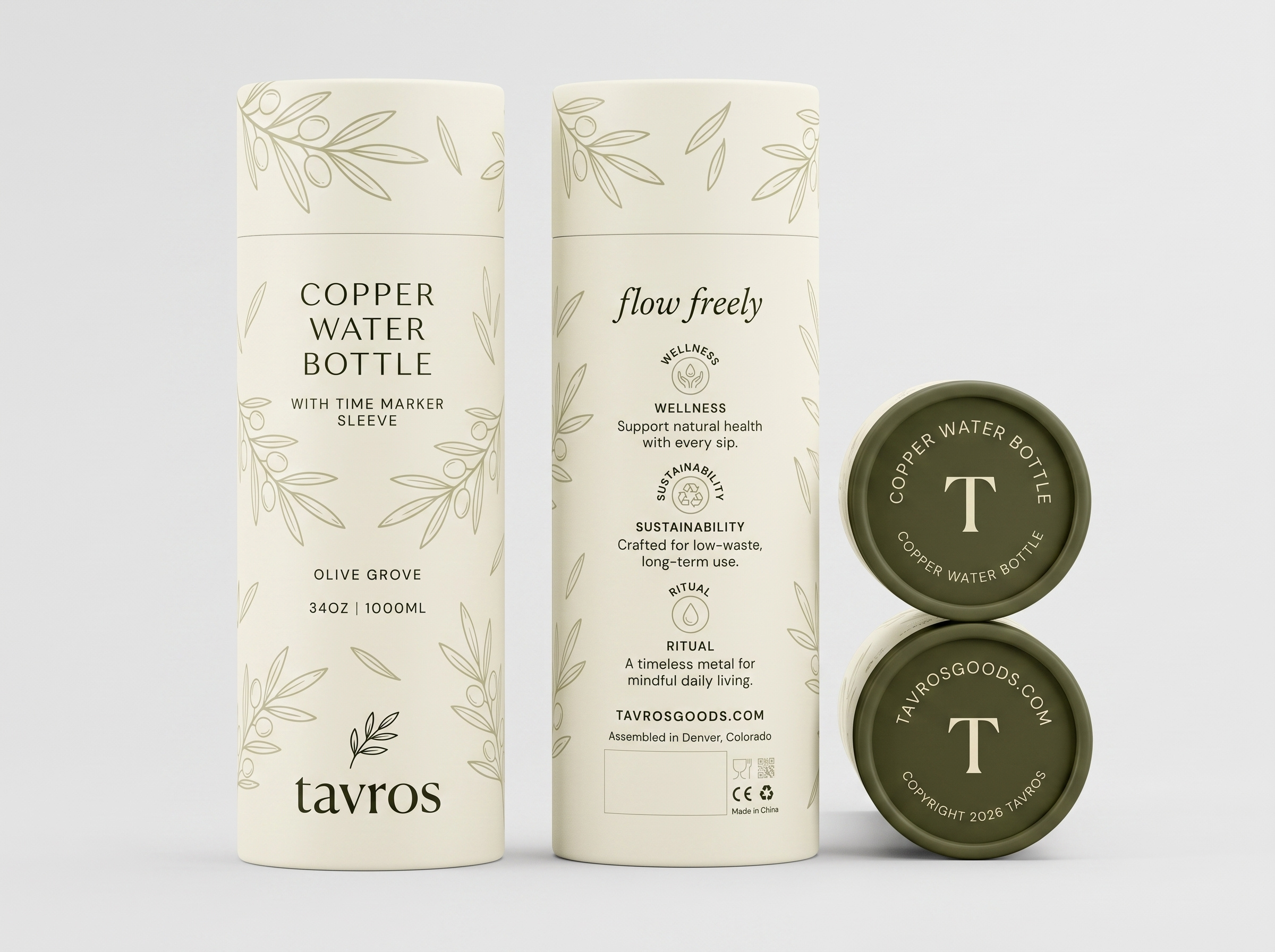 Tube Packaging Design For Copper Water Bottle botanical brand identity branding dieline label design luxury minimal packaging print design product design tube packaging water bottle