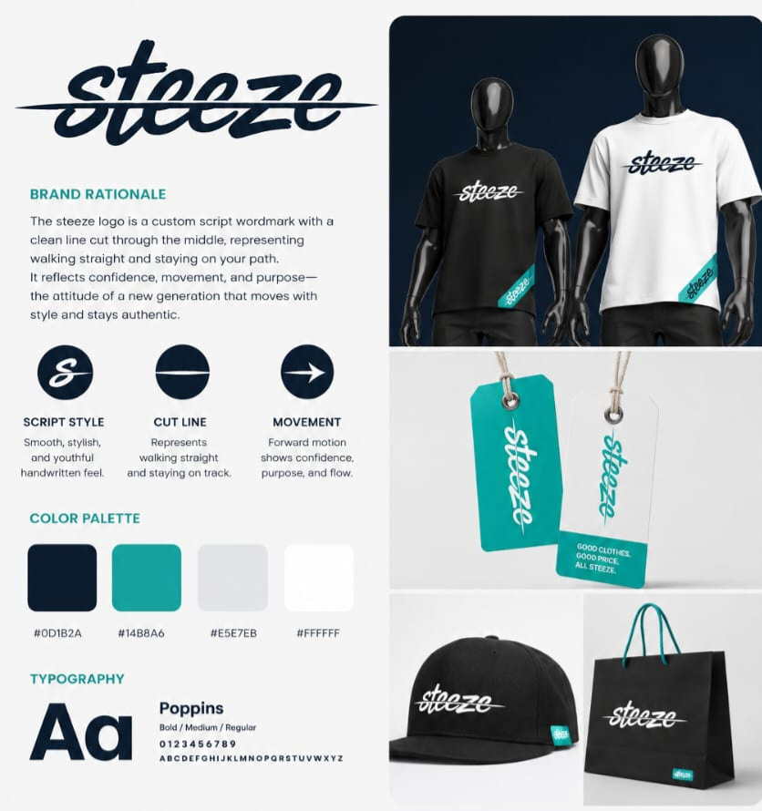 Steeze Clothing Brand & Visual Identity System apparel design
