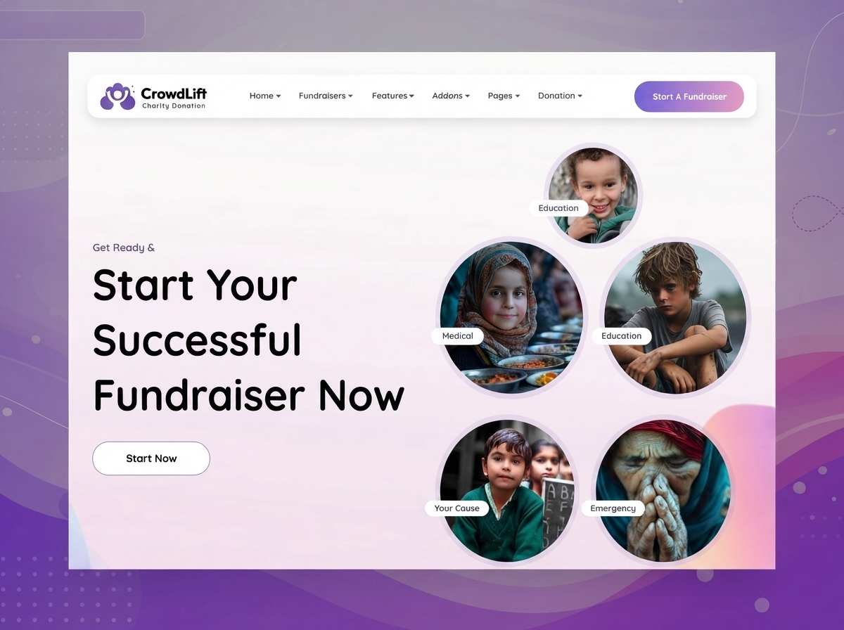 CrowdLift – Crowdfunding WordPress Theme UI branding charity website charity website design charity website template crowdfunding crowdfunding charity website demo page layout donation donation homepage layout fundraising landing page design minimal web design motion graphics ngos theme premium wordpress theme social impact web design ui uiux website design wordpress template
