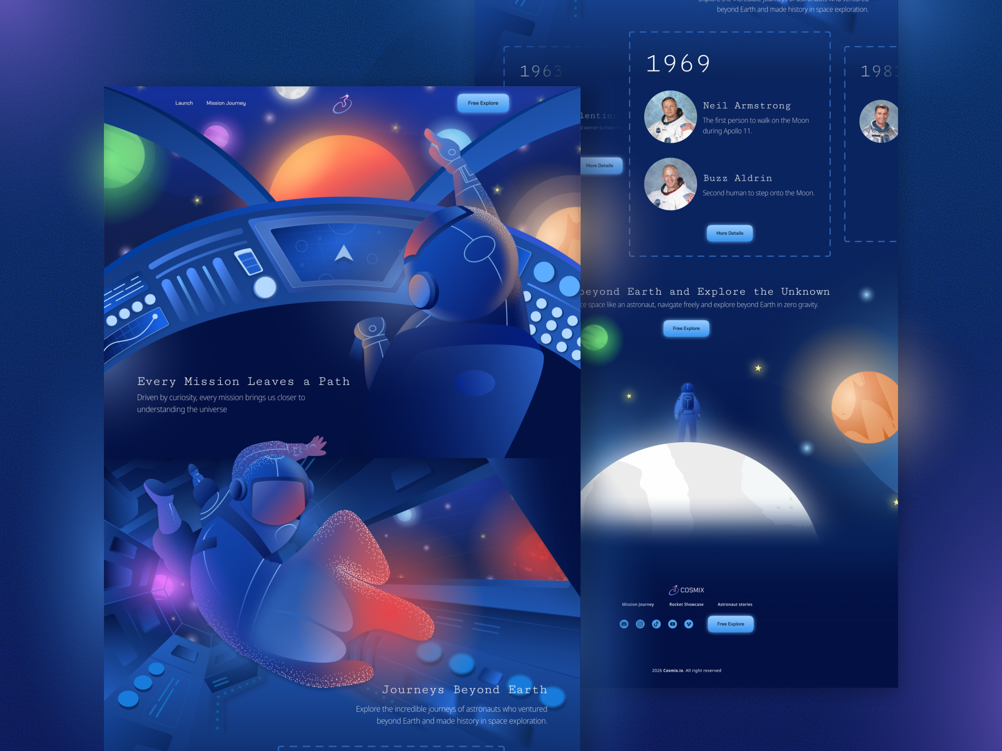 Beyond Earth - An Interactive NASA UI Exploration astronaut darkmode darkui digitaldesign futuristic galaxy games illustration landingpage scifi space space travel spaceexploration spacewebsite ui uidesign ux uxdesign webdesign website