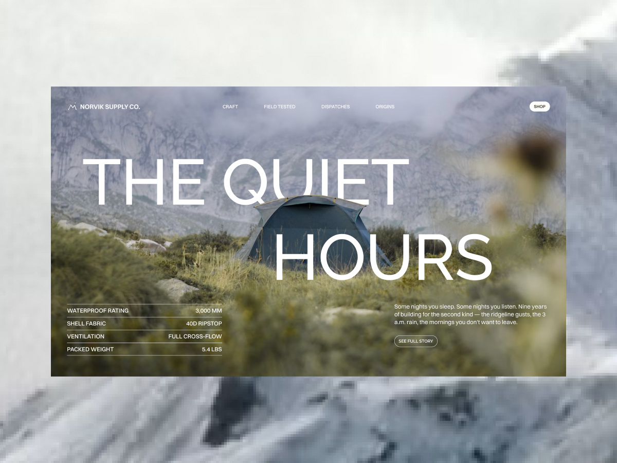 The Quiet Hours — Outdoor Lookbook Concept art direction branding clean editorial design golden canon gridf grid system layout lookbook minimal design outdoor outdoor brand typography ui webdesign whitespace