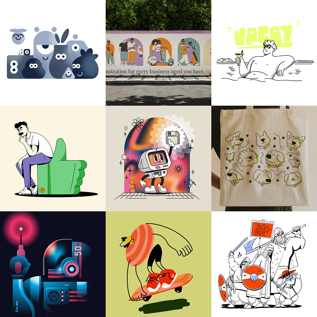 illustration ai branding character design dogs graphic design icon illustration line marketing mascots minimal people retro seo simple sports ui vikings