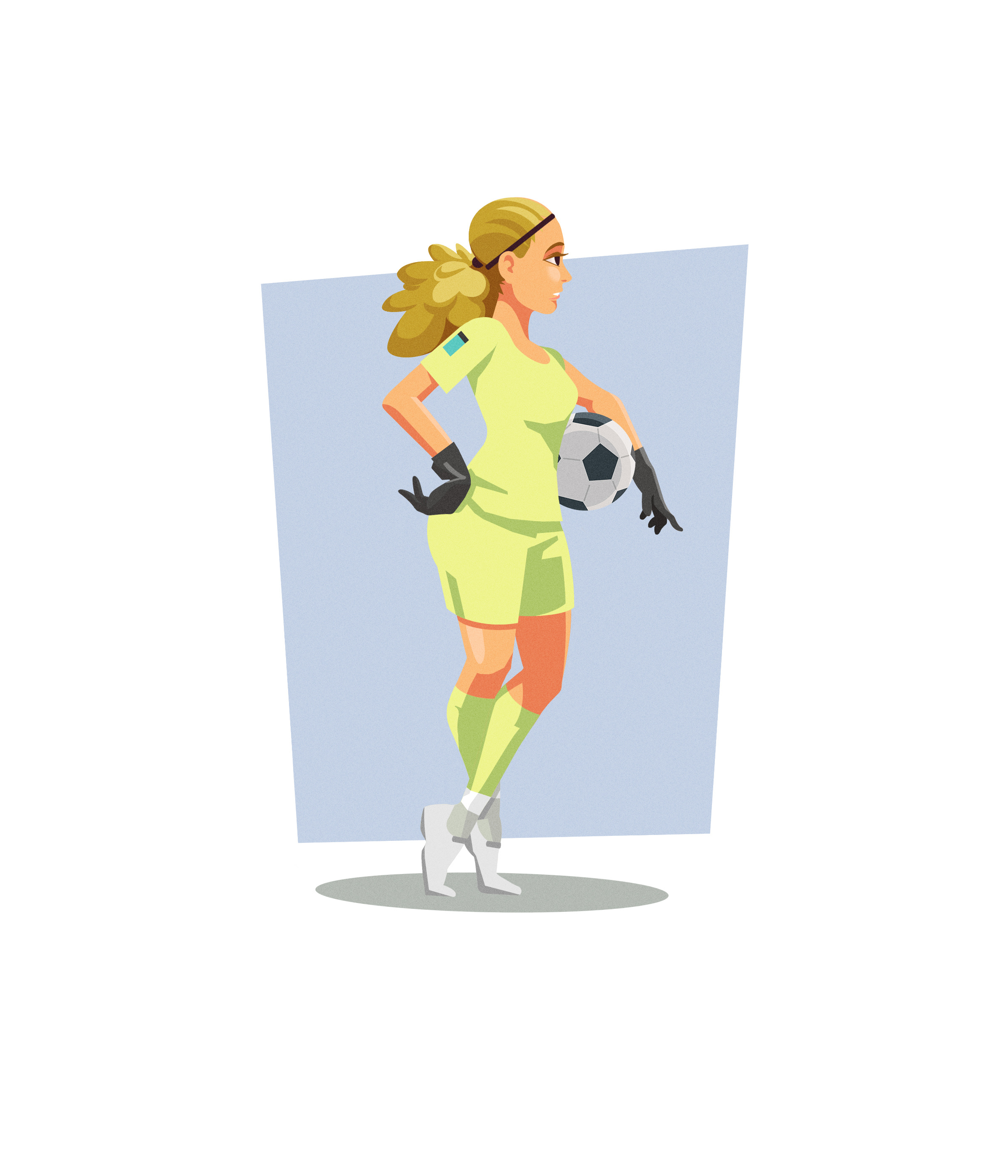 Female soccer goalkeeper athlete ball beautiful blond character female football girl goalkeeper illustration jasmijn resink match player sc heerenveen soccer sport sports standing vector woman